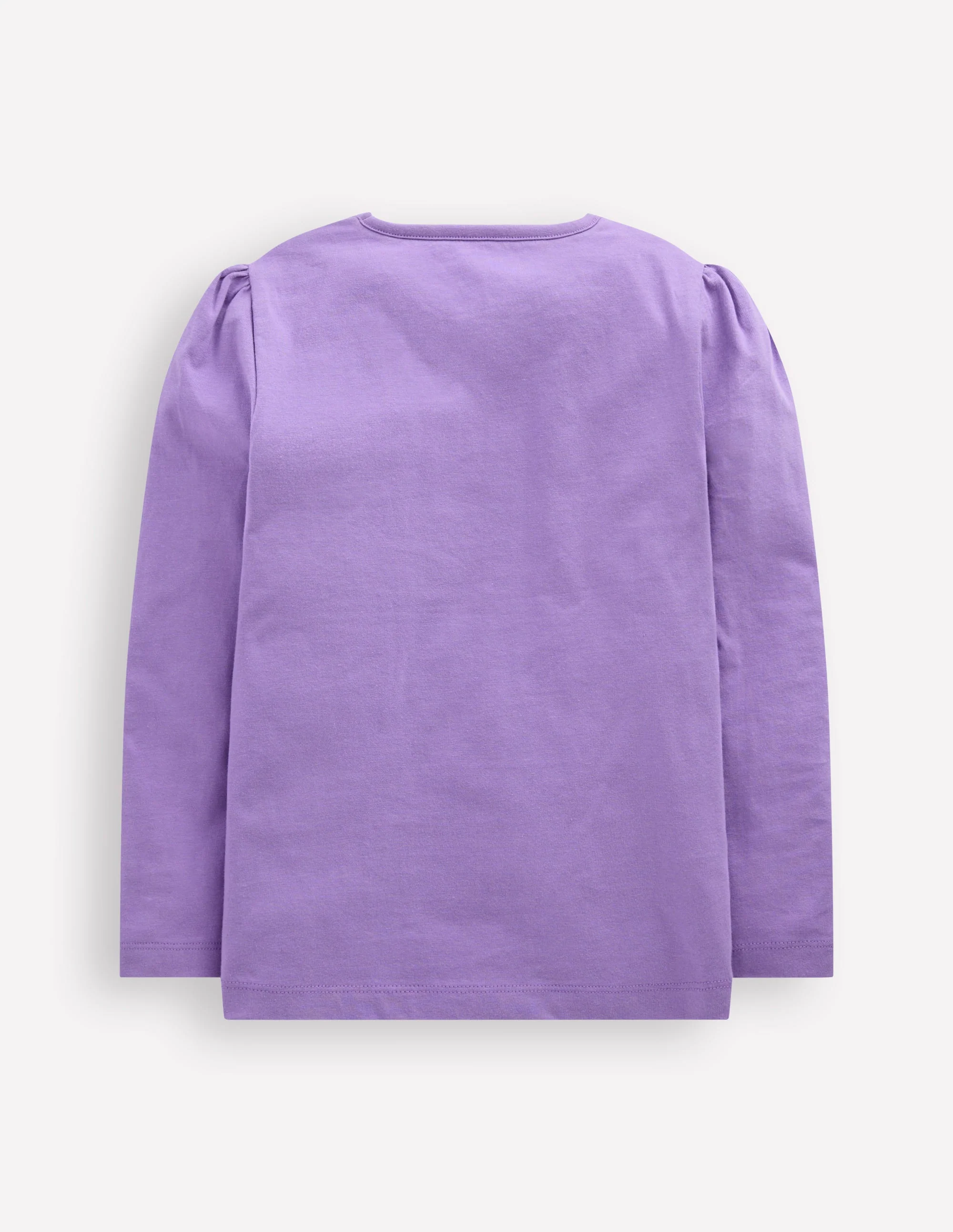 T-Shirt mit Puffärmeln und Applikation-Asternlila Blumen Katzen - Image 2