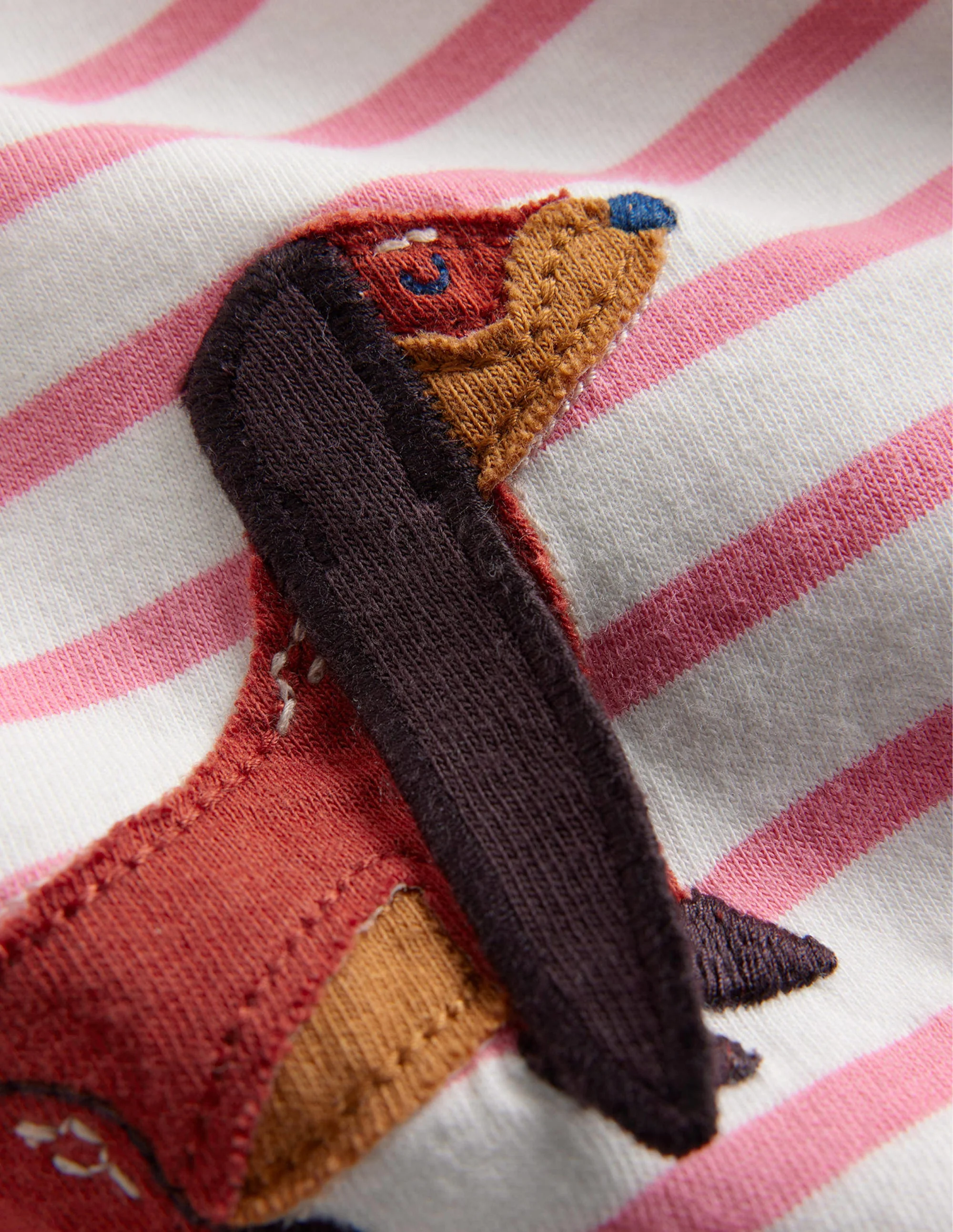 T-Shirt mit Puffärmeln und Applikation-Rosa/Naturweiß Hunde - Image 3