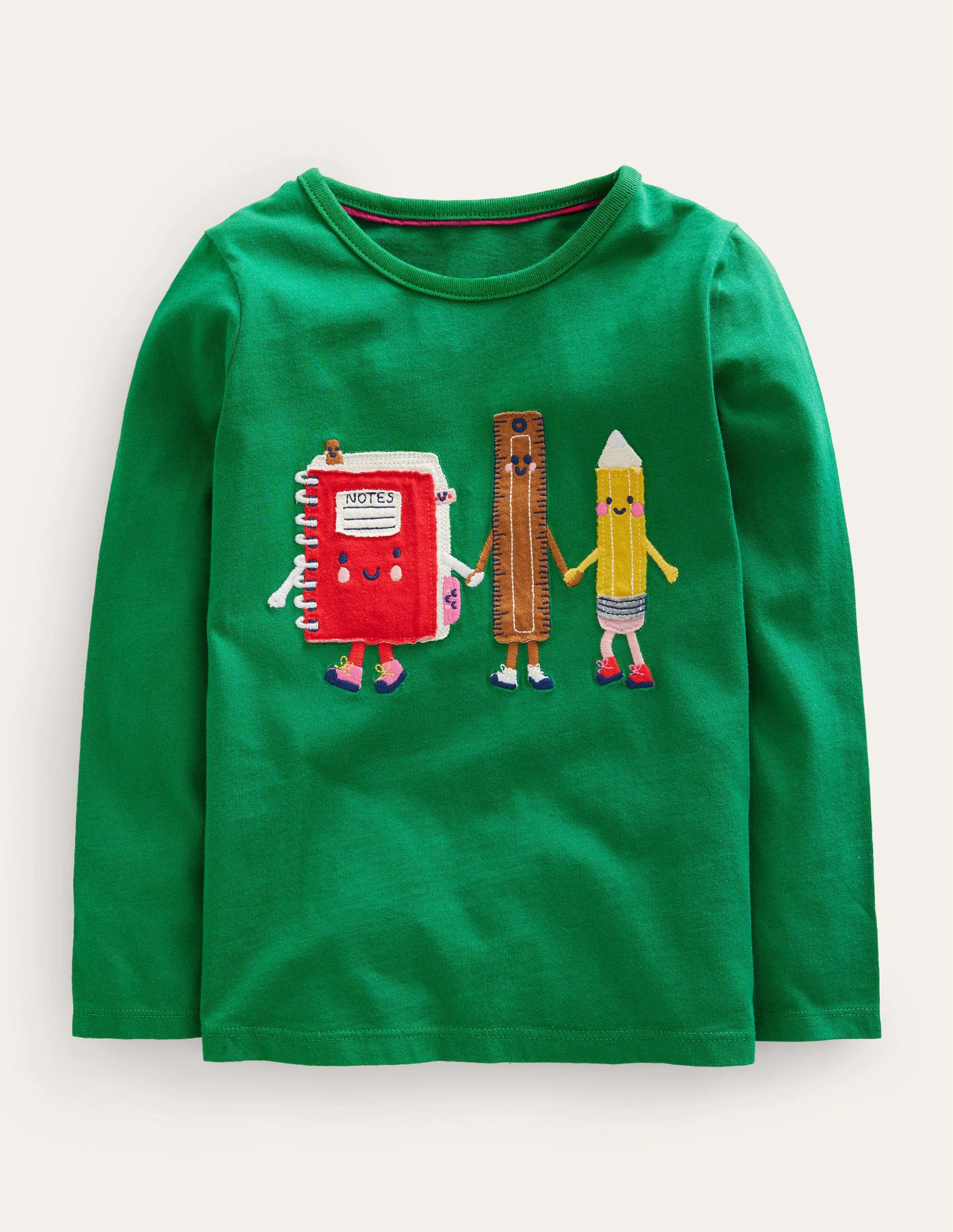 T-Shirt mit Puffärmeln und Applikation-Tiefgrün