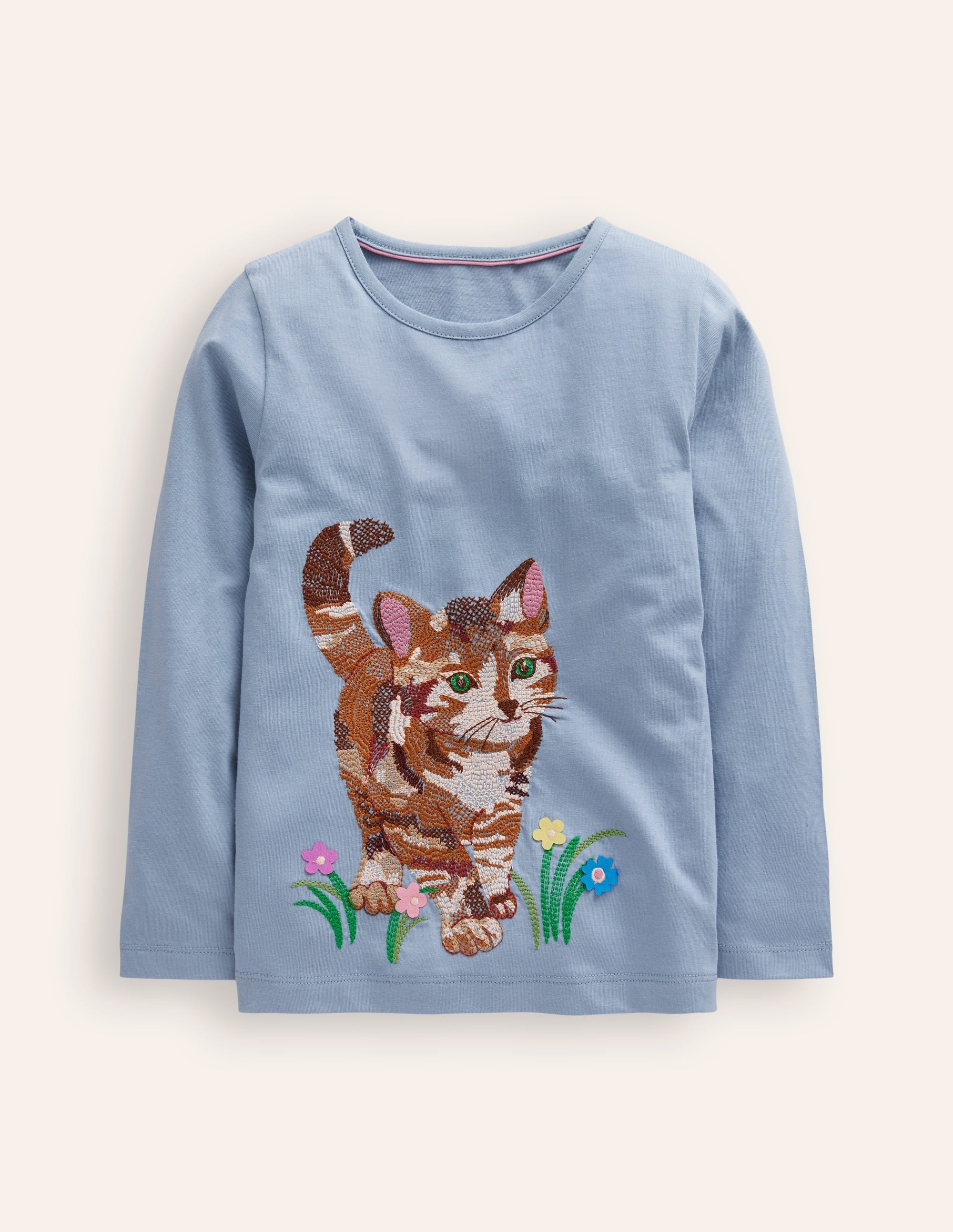 T-Shirt mit Superstitch-Design-Französischblau Katze