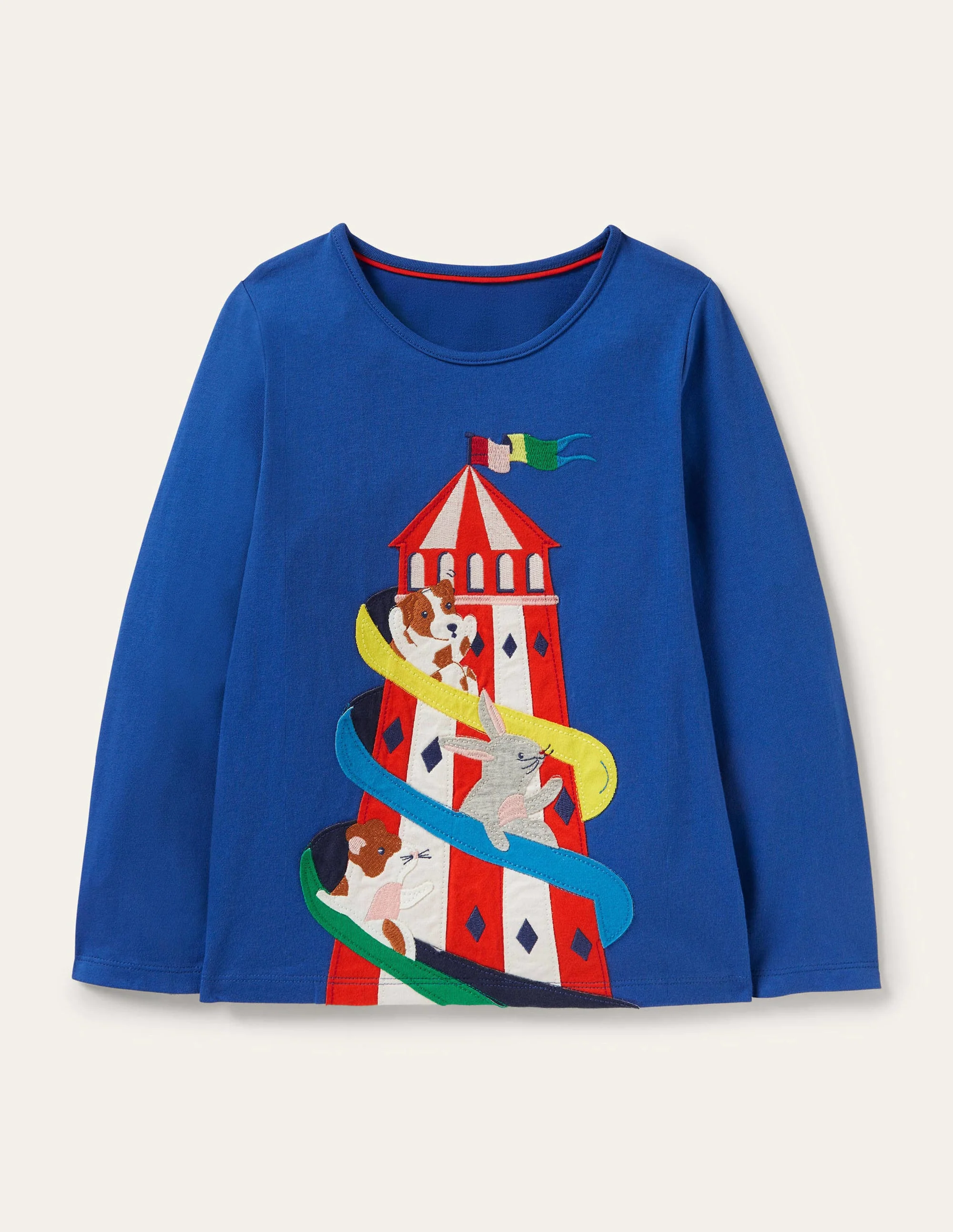 T-Shirt mit Tierapplikation-Glockenblumenblau, Jahrmarktrutsche