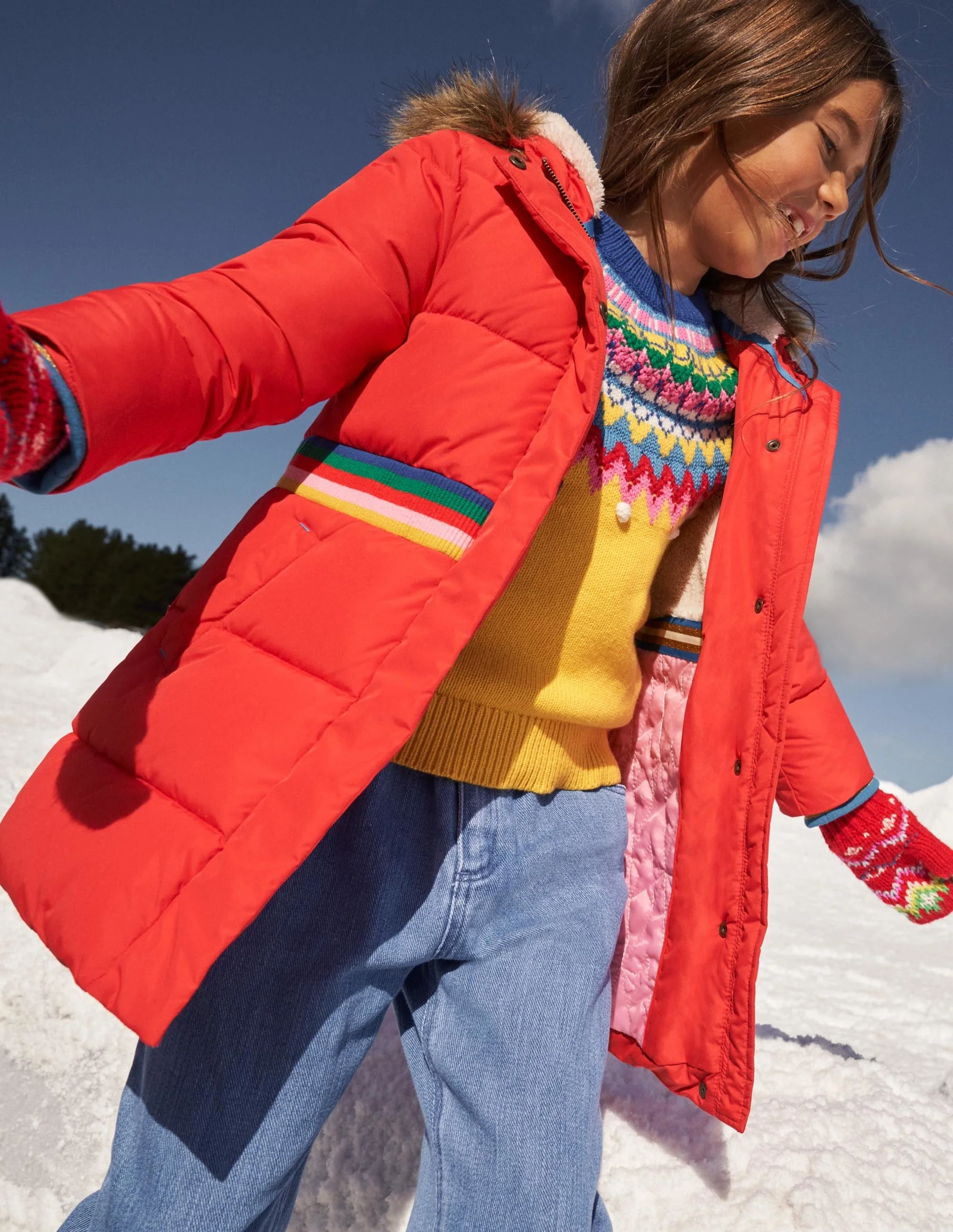 Taillierte Steppjacke-Erdbeerkuchenrot, Regenbogen - Image 5