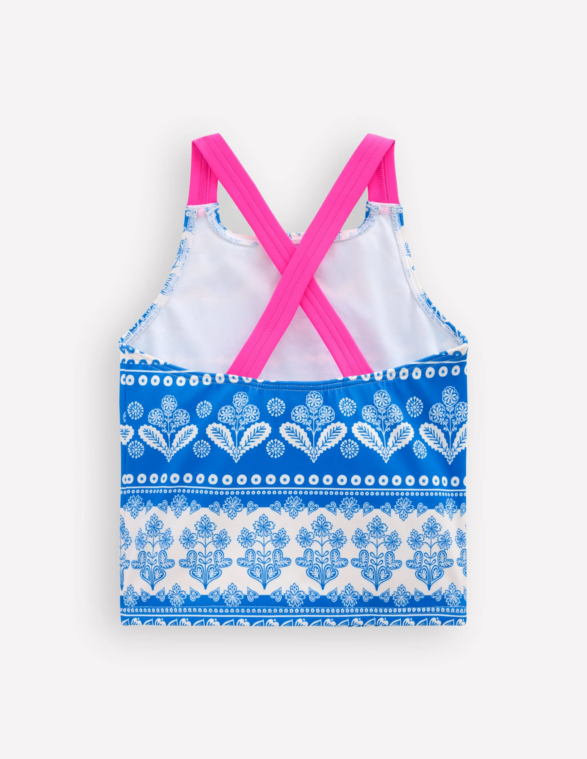 Tankini-Oberteil mit gekreuzten Rückenträgern-Azurblau Holzblock - Image 2