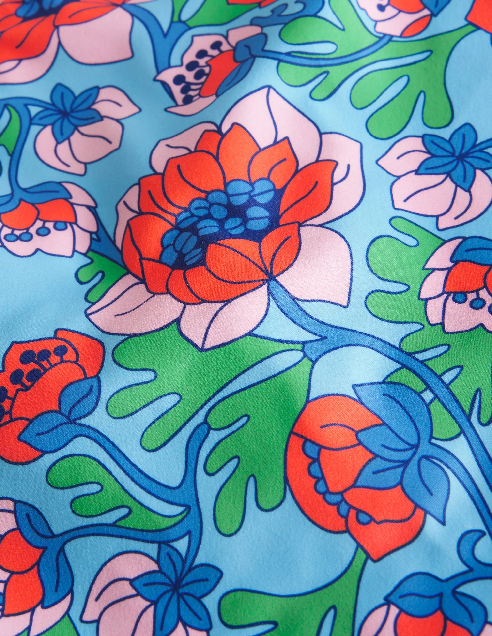 Tankini-Oberteil mit gekreuzten Rückenträgern-Mohnblumenrot, Frühlingsblumen - Image 3