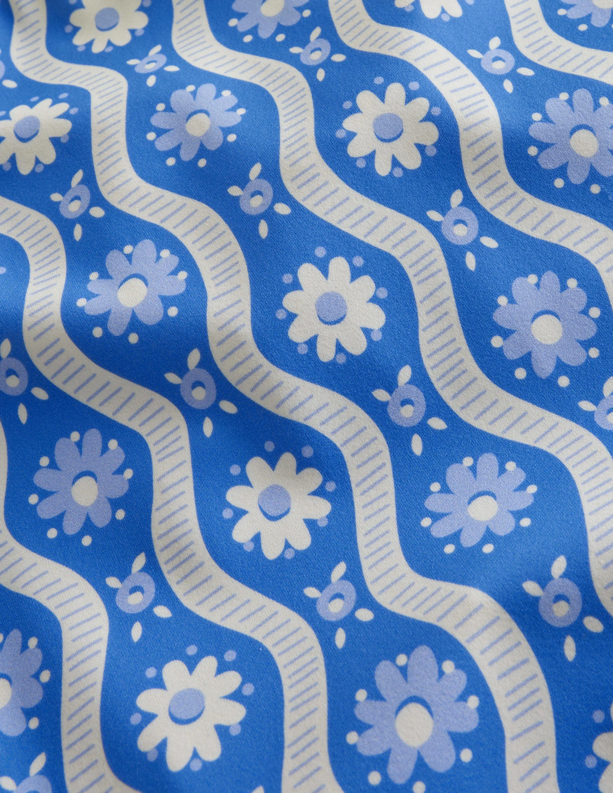 Tankini-Oberteil mit gekreuzten Rückenträgern-Penzance-Blau, Gänseblümchen/Wellen - Image 3