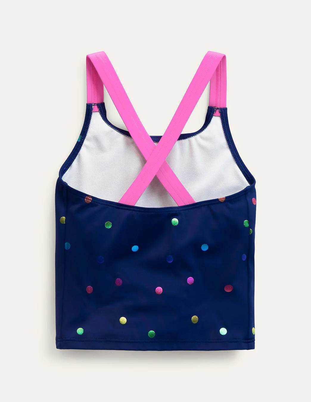 Tankini-Oberteil mit gekreuzten Rückenträgern-Regenbogen Folienkonfetti Gepunktet - Image 2