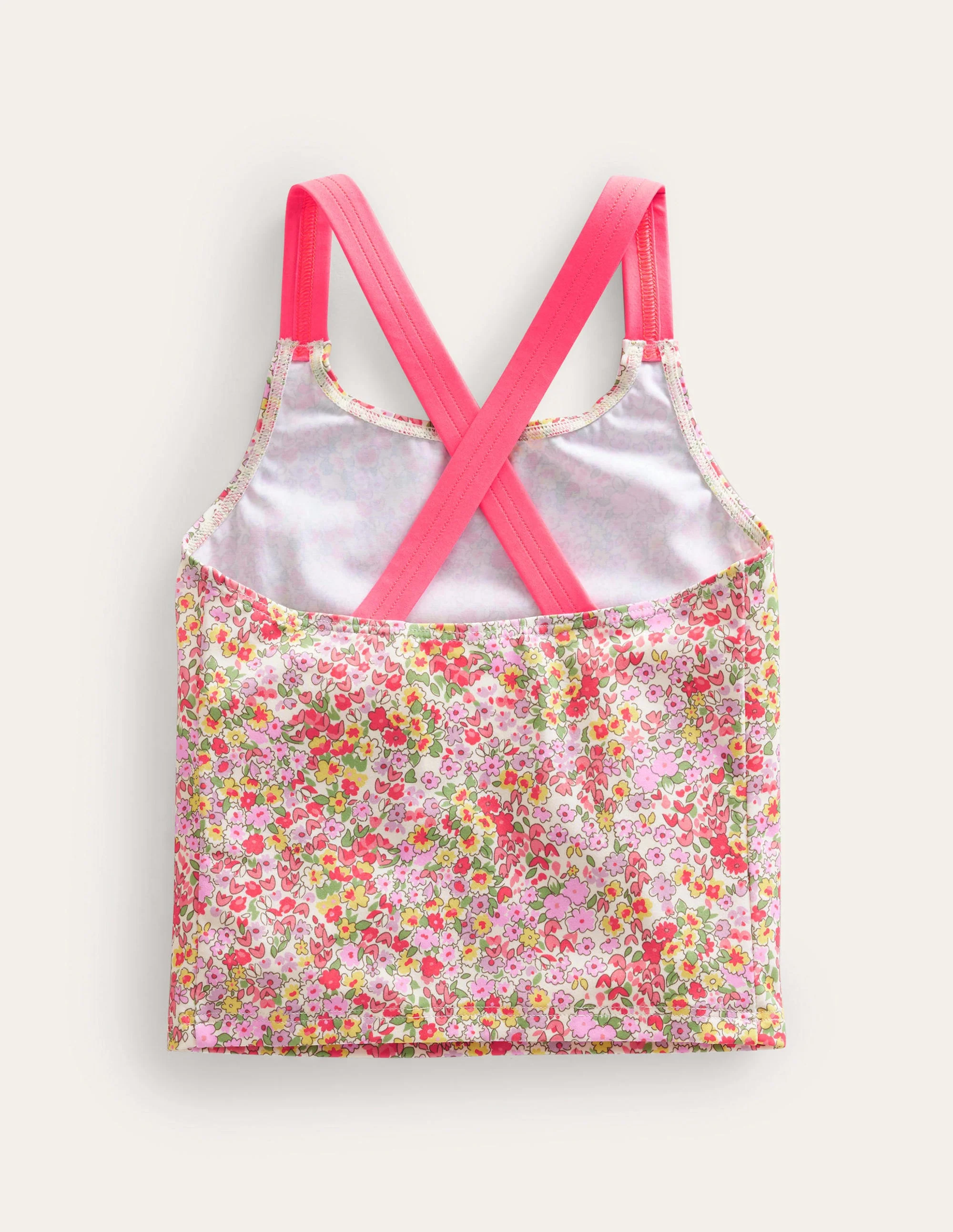 Tankini-Oberteil mit gekreuzten Rückenträgern-Vanille, Frühlingsblumen - Image 2