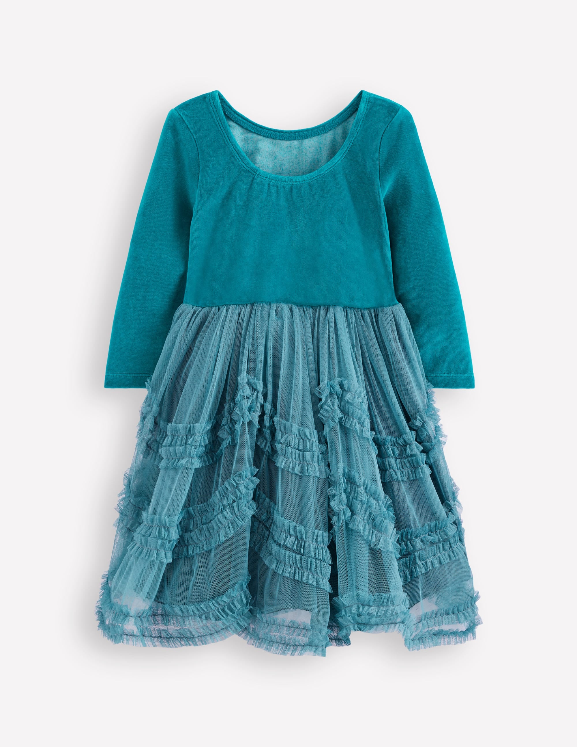 Tüllkleid im Ballettstil aus Velours-Meeresgrün - Image 2