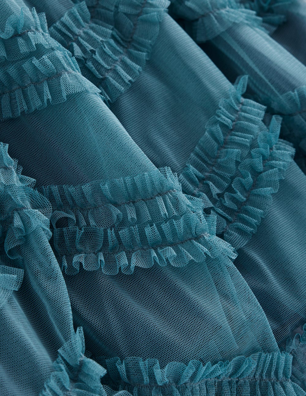 Tüllkleid im Ballettstil aus Velours-Meeresgrün - Image 3