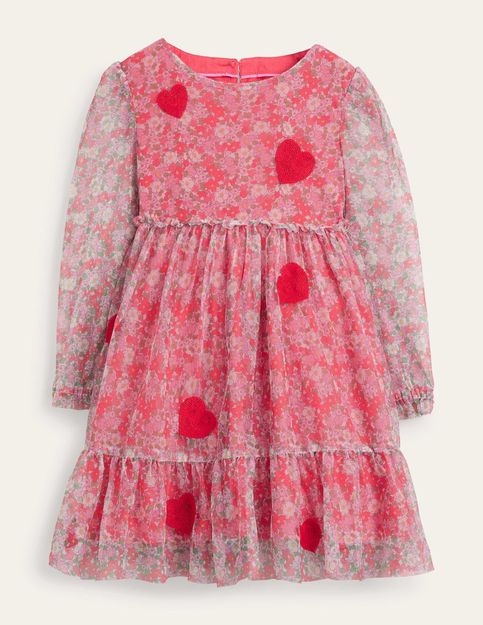 Tüllkleid-Marmeladenrot, Blumenbeet, Herzen