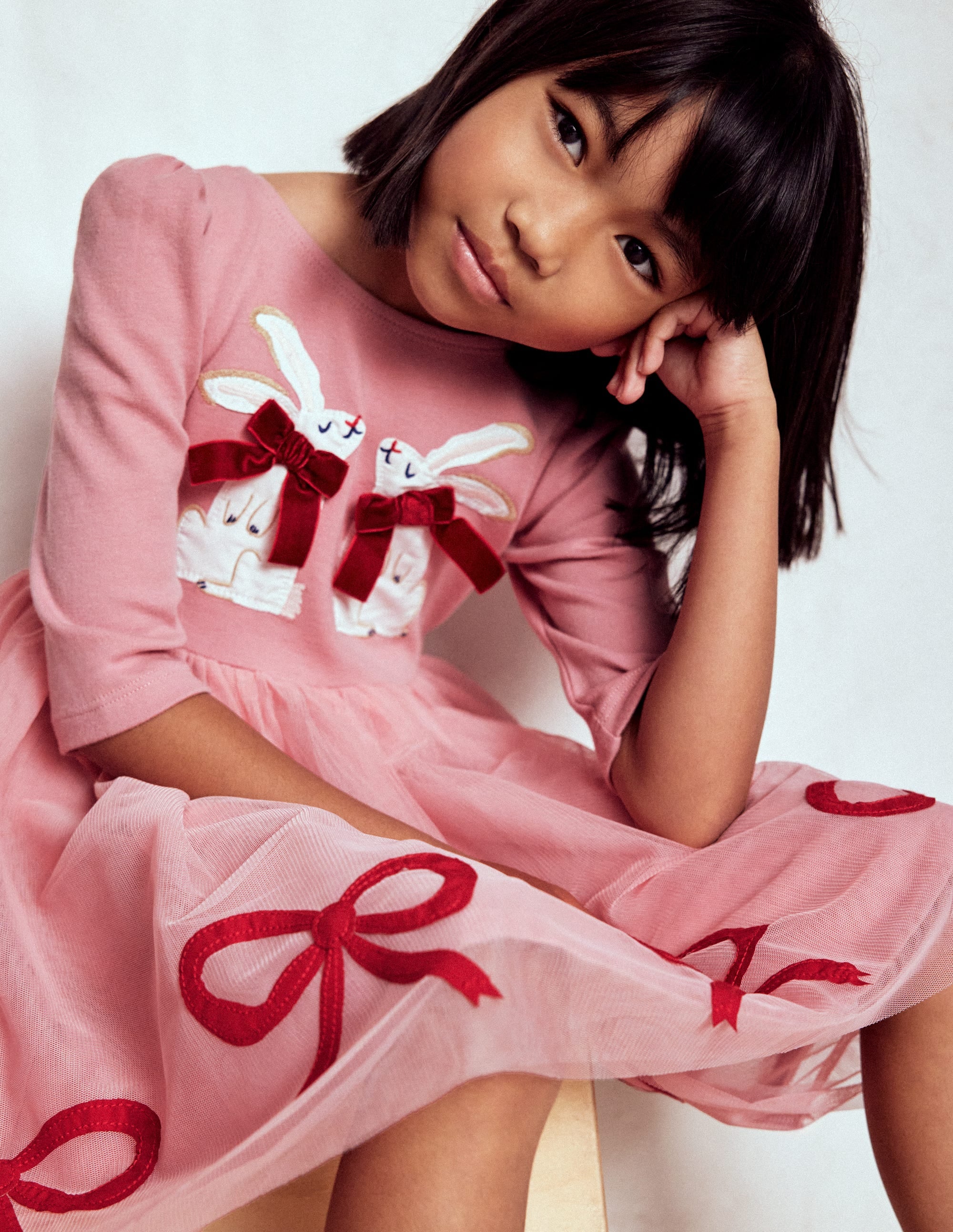 Tüllkleid mit Applikationen-Kaugummirosa Hasen - Image 3