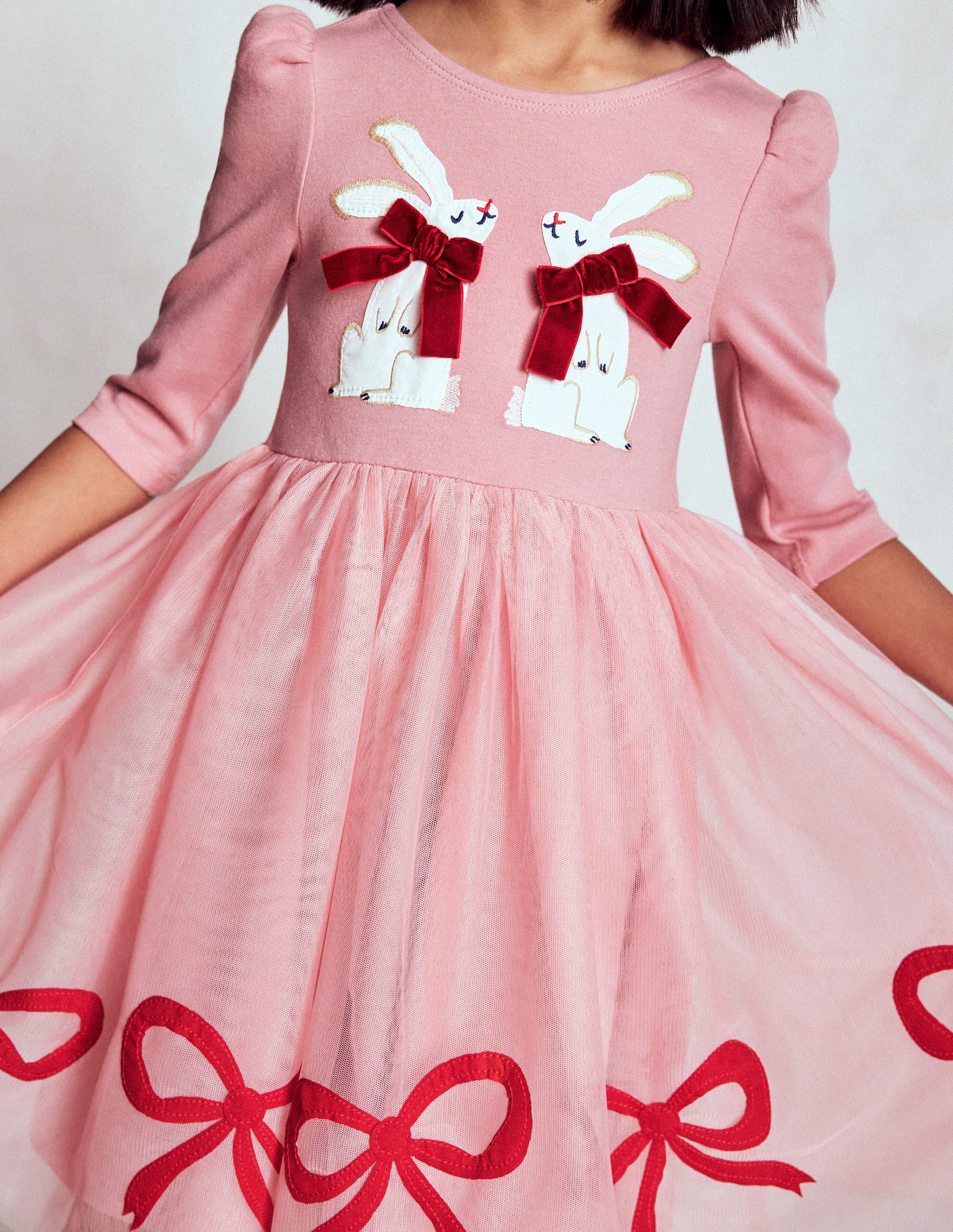 Tüllkleid mit Applikationen-Kaugummirosa Hasen - Image 4
