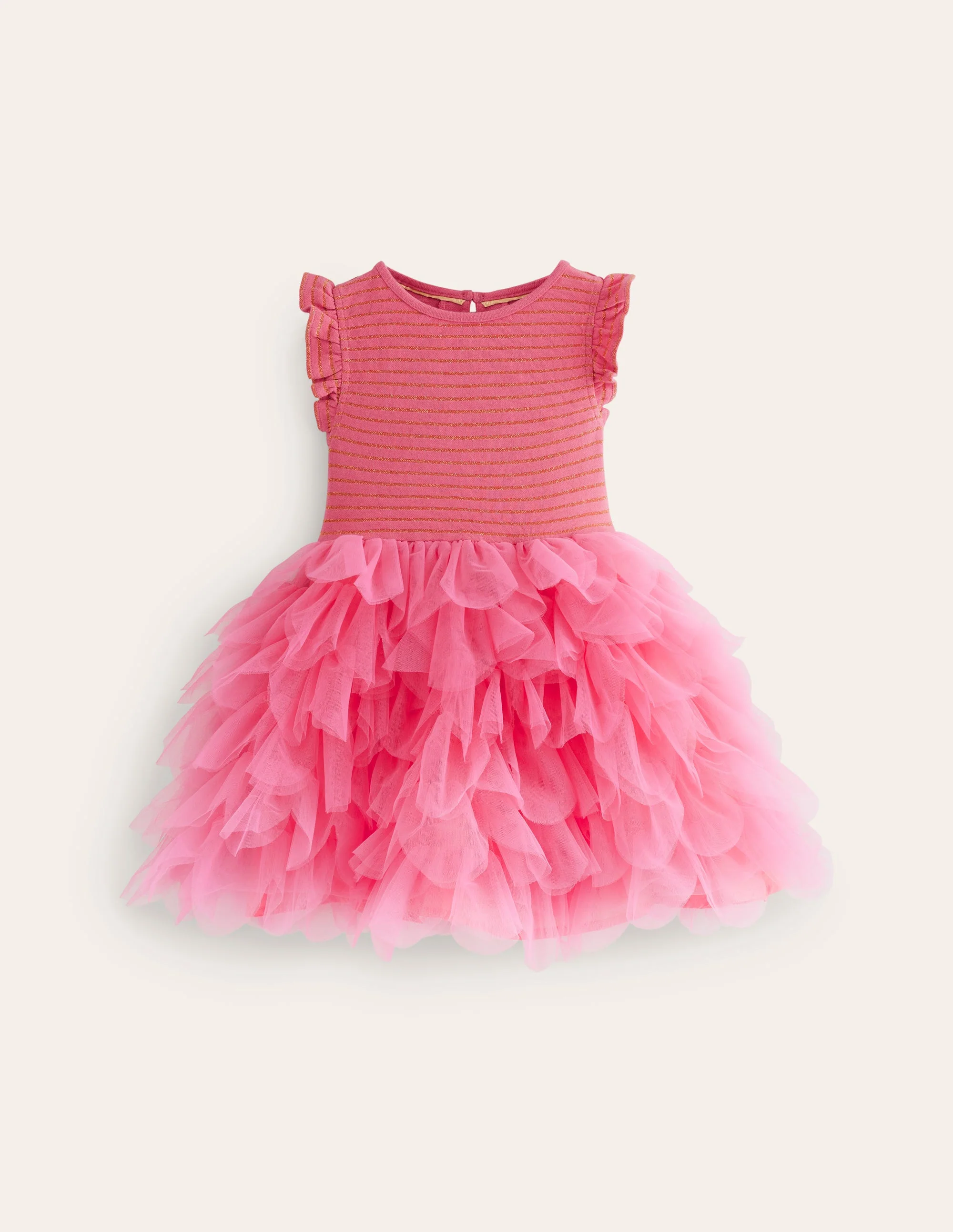 Tüllkleid mit Blütenblattrock-Zuckerwattenrosa