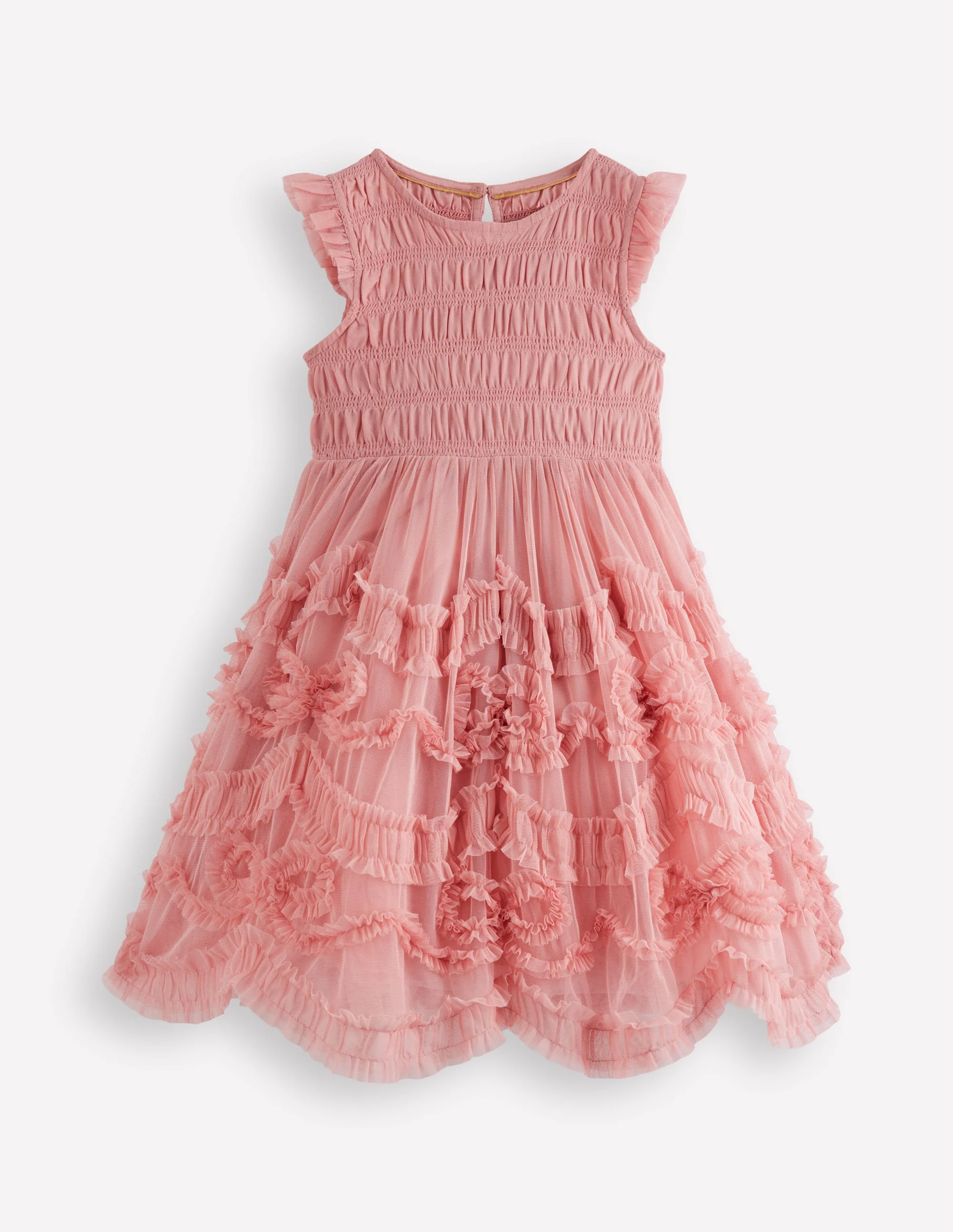 Tüllkleid mit Rüschen für besondere Anlässe-Mandelblütenrosa