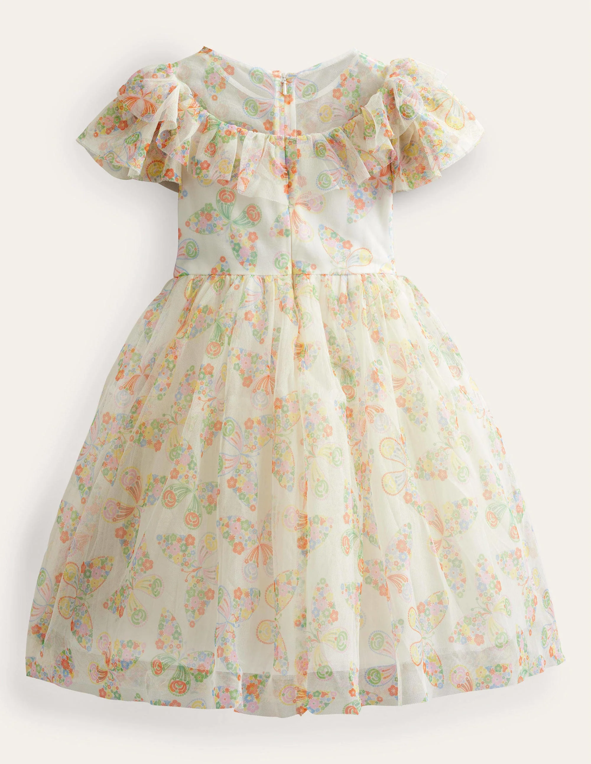 Tüllkleid mit Rüschen-Naturweiß/Bunt, Schmetterlinge - Image 2
