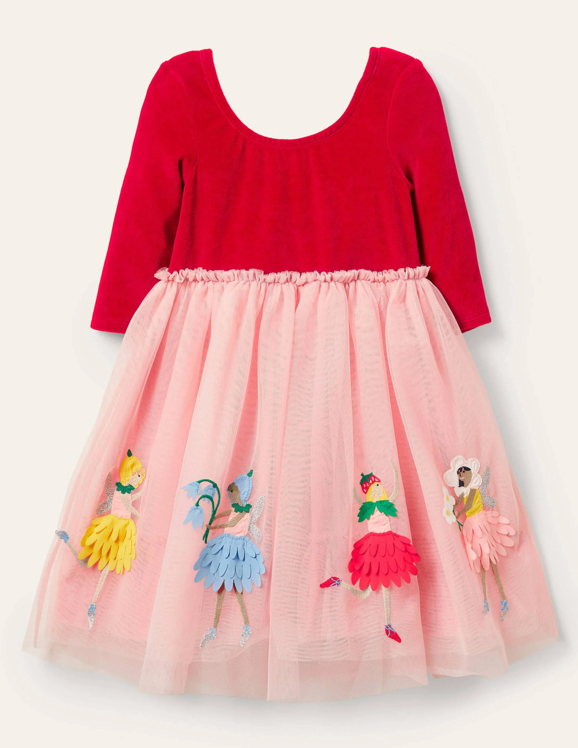 Tüllkleid mit Samtoberteil-Königsrot, Feen