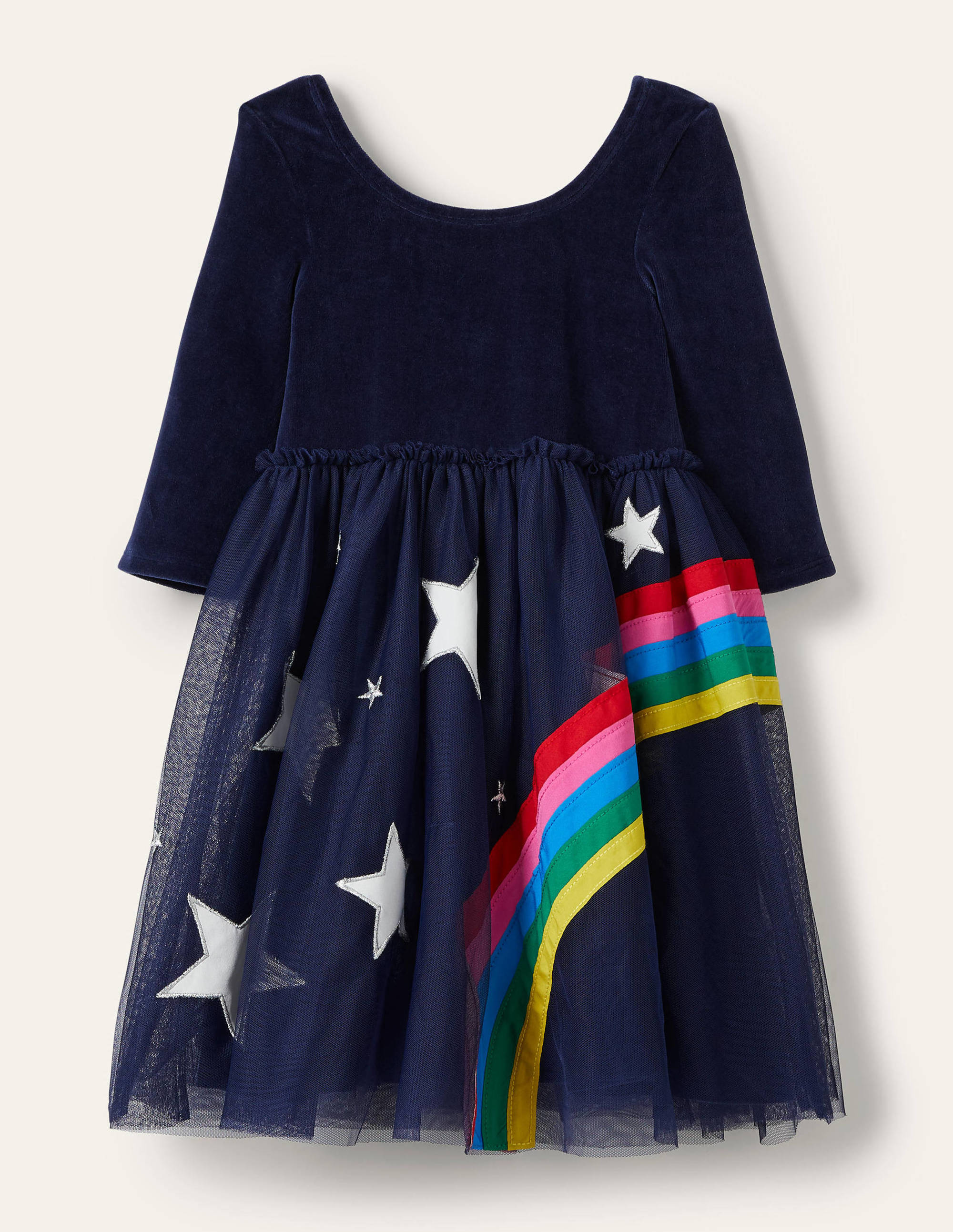 Tüllkleid mit Samtoberteil-Schuluniform-Navy, Regenbogen
