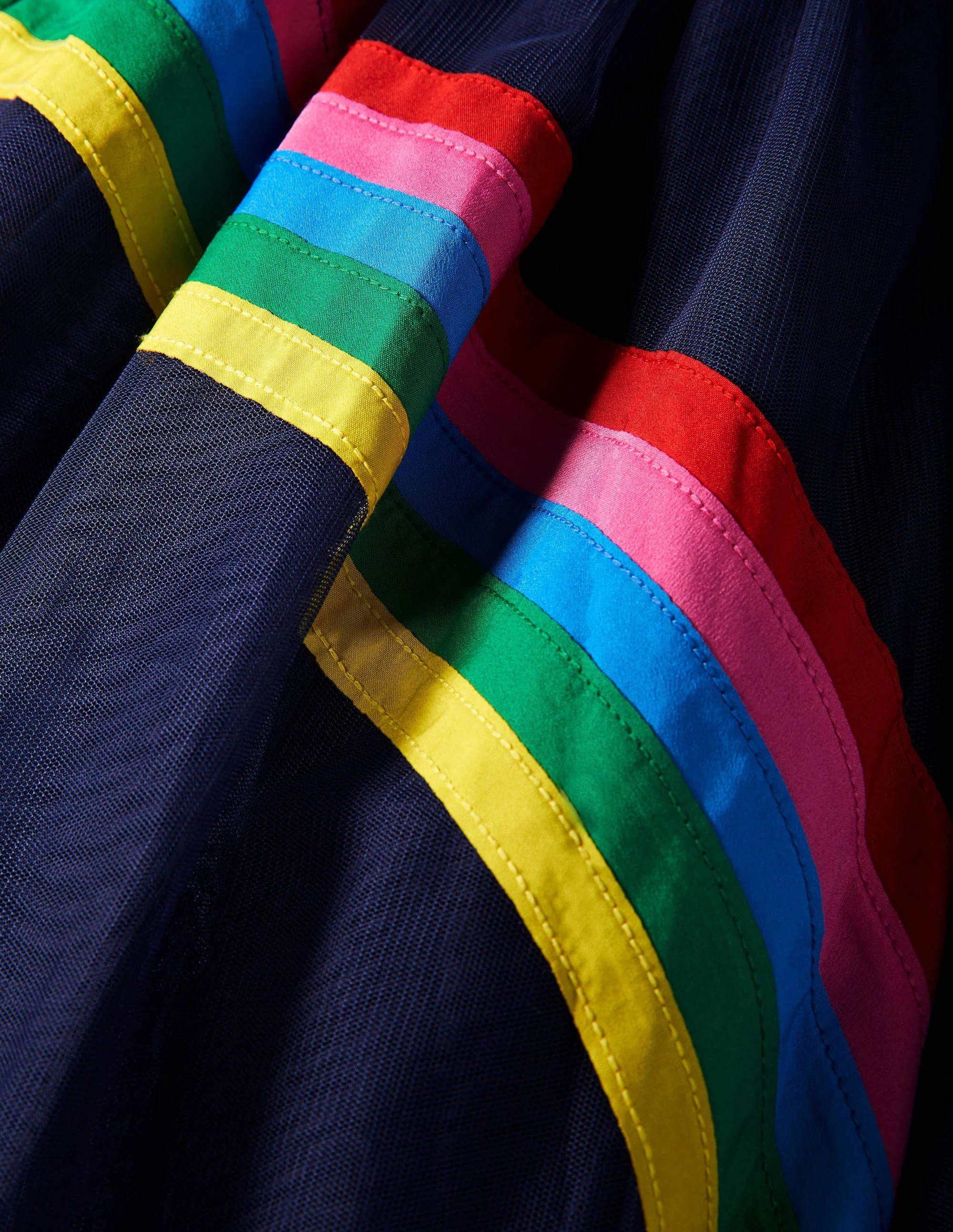 Tüllkleid mit Samtoberteil-Schuluniform-Navy, Regenbogen - Image 3