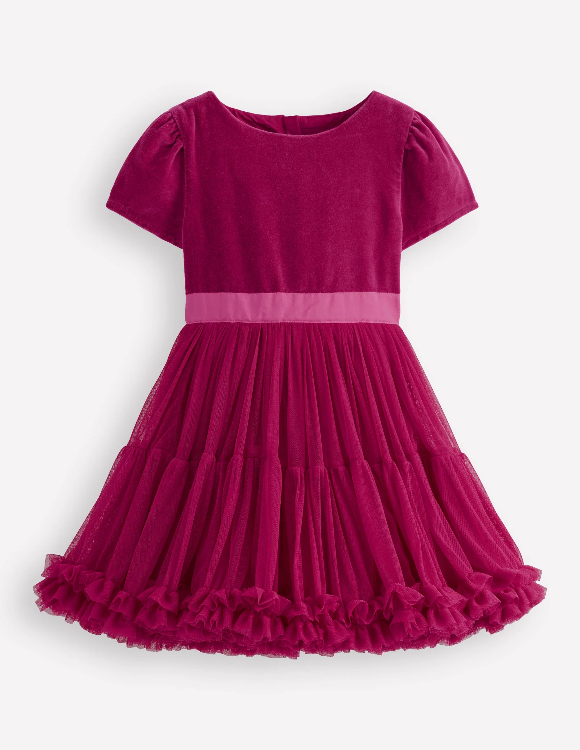 Tüllkleid mit Velours für besondere Anlässe-Kirschkonfitüre