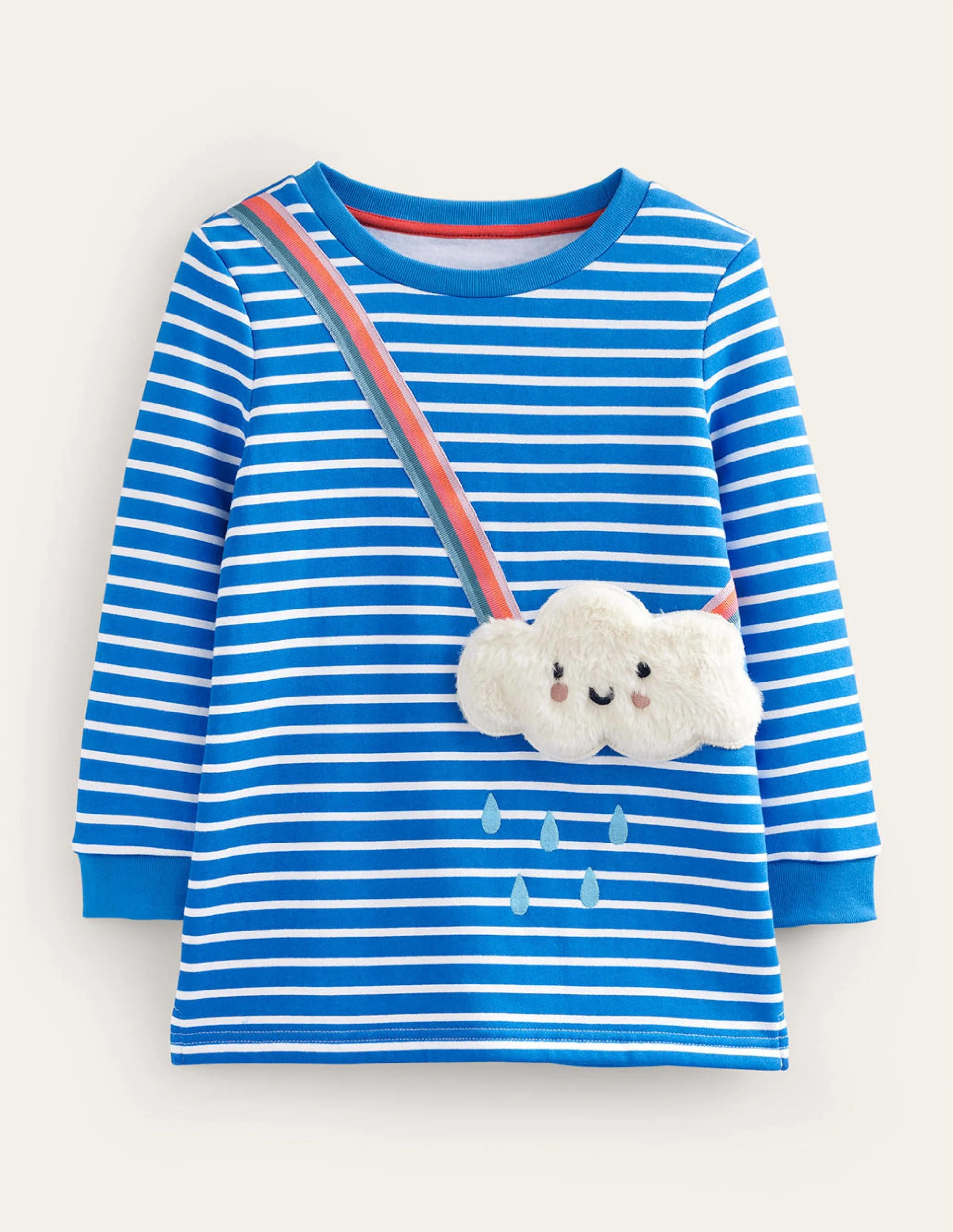 Tunika mit applizierter Tasche-Delftblau/Naturweiß Wolke