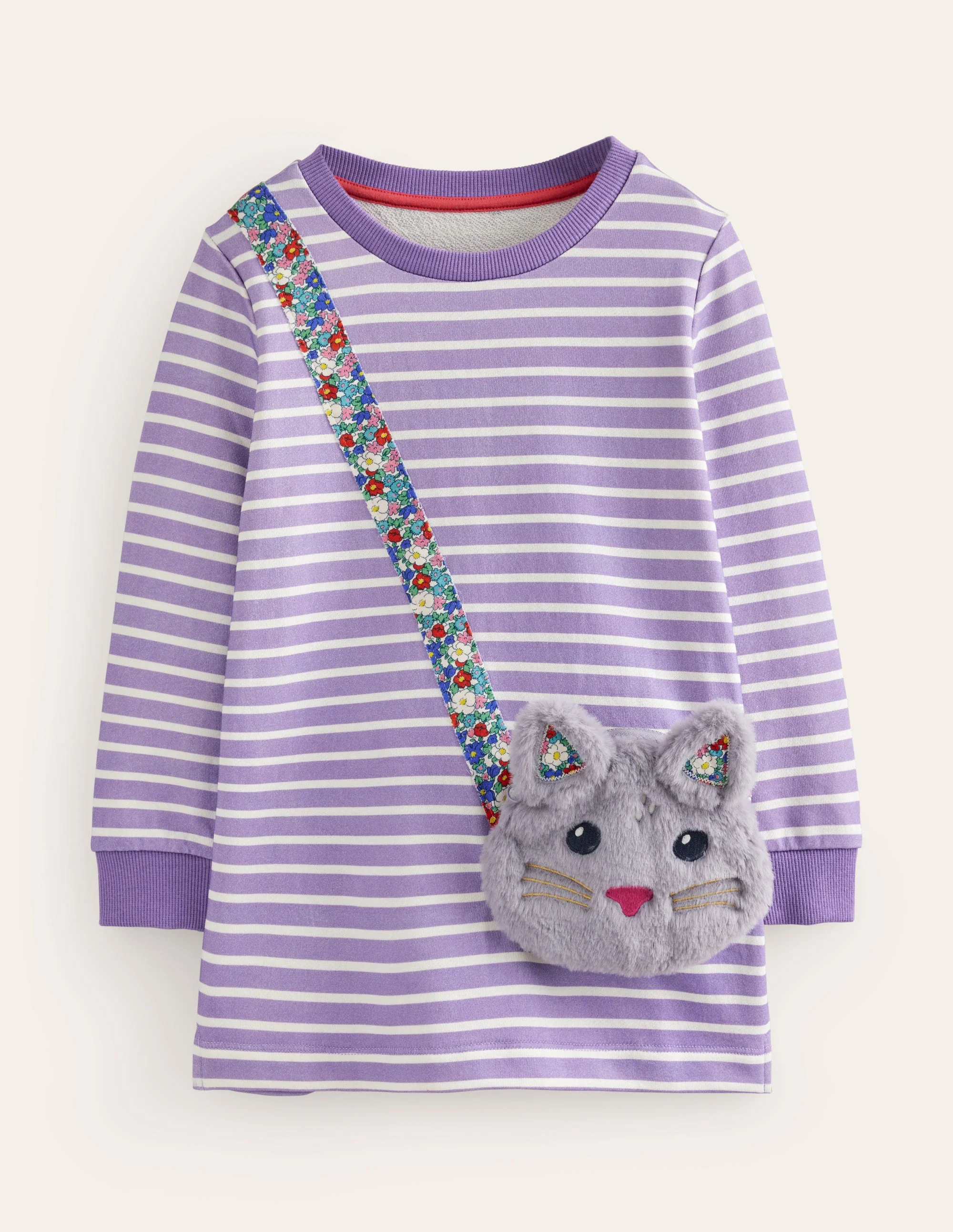 Tunika mit applizierter Tasche-Parmaviolett/Naturweiß