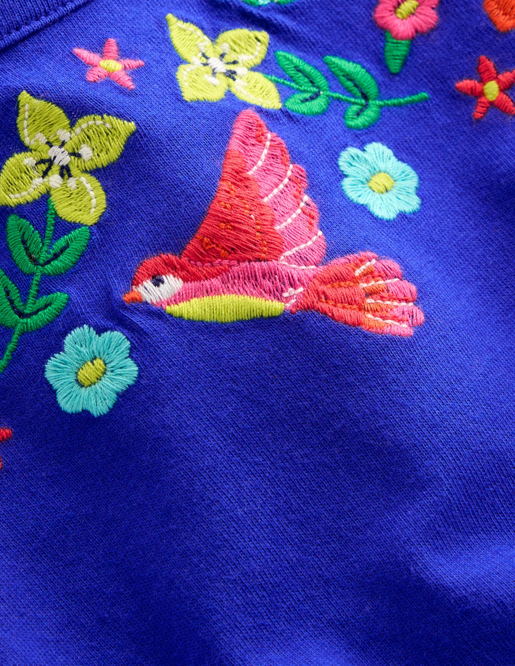 Tunika-Set mit Rüschenärmeln-Leuchtendes Blau Stickerei - Image 3