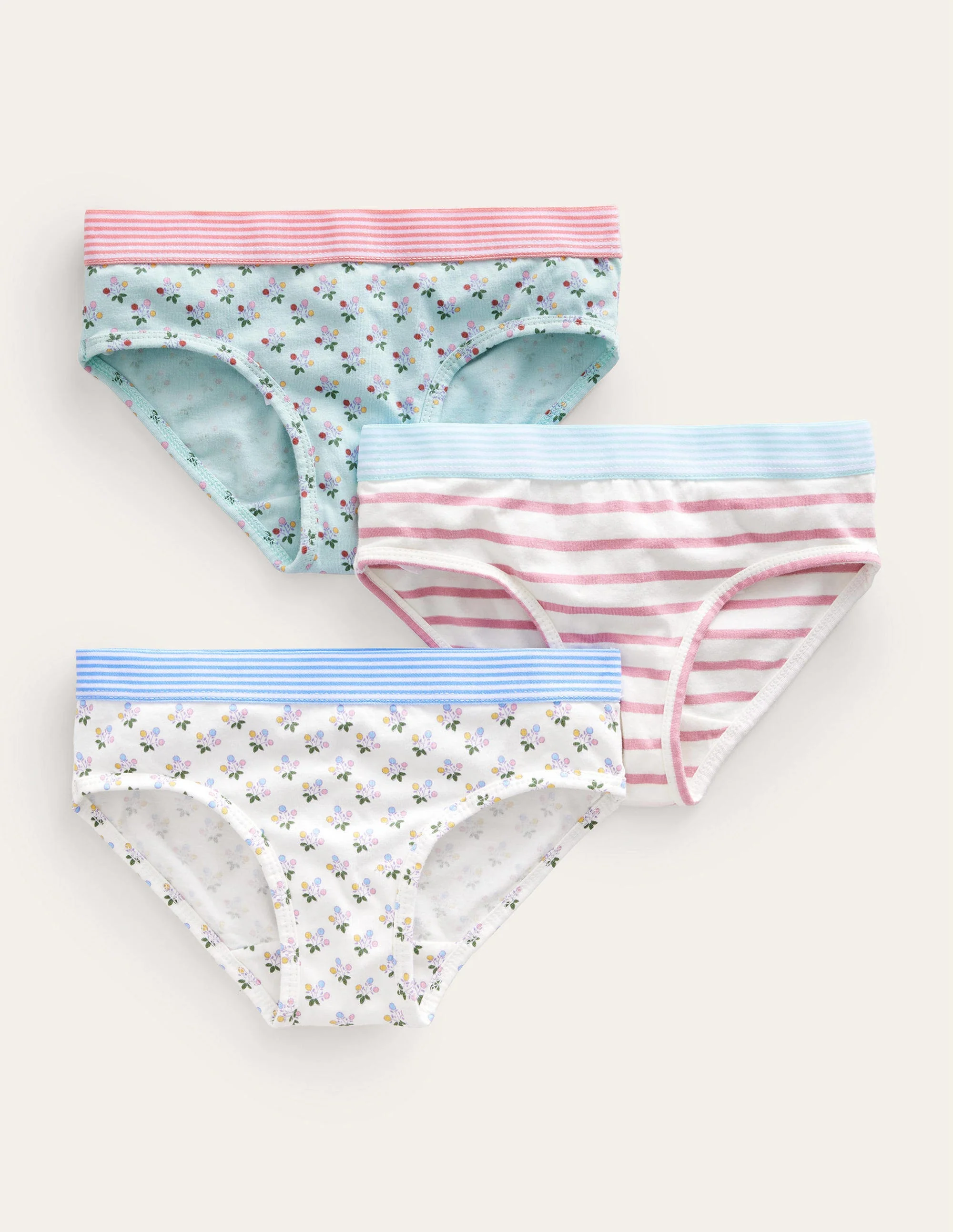 Unterhosen im 3er-Pack-Naturweiß Kleiner Blumenstrauß