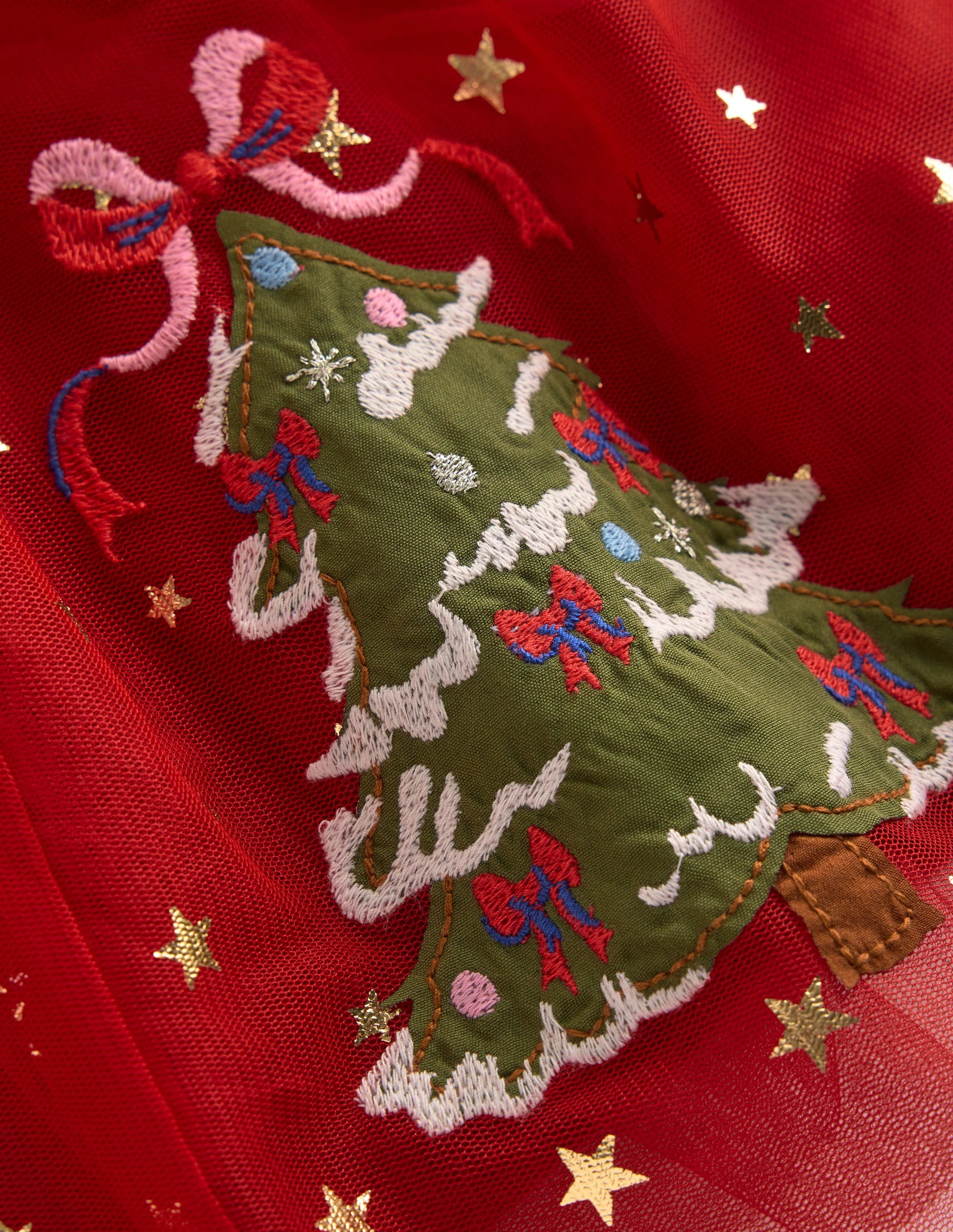 Velours-Tüllkleid mit Applikation-Karminrot Nussknacker - Image 3