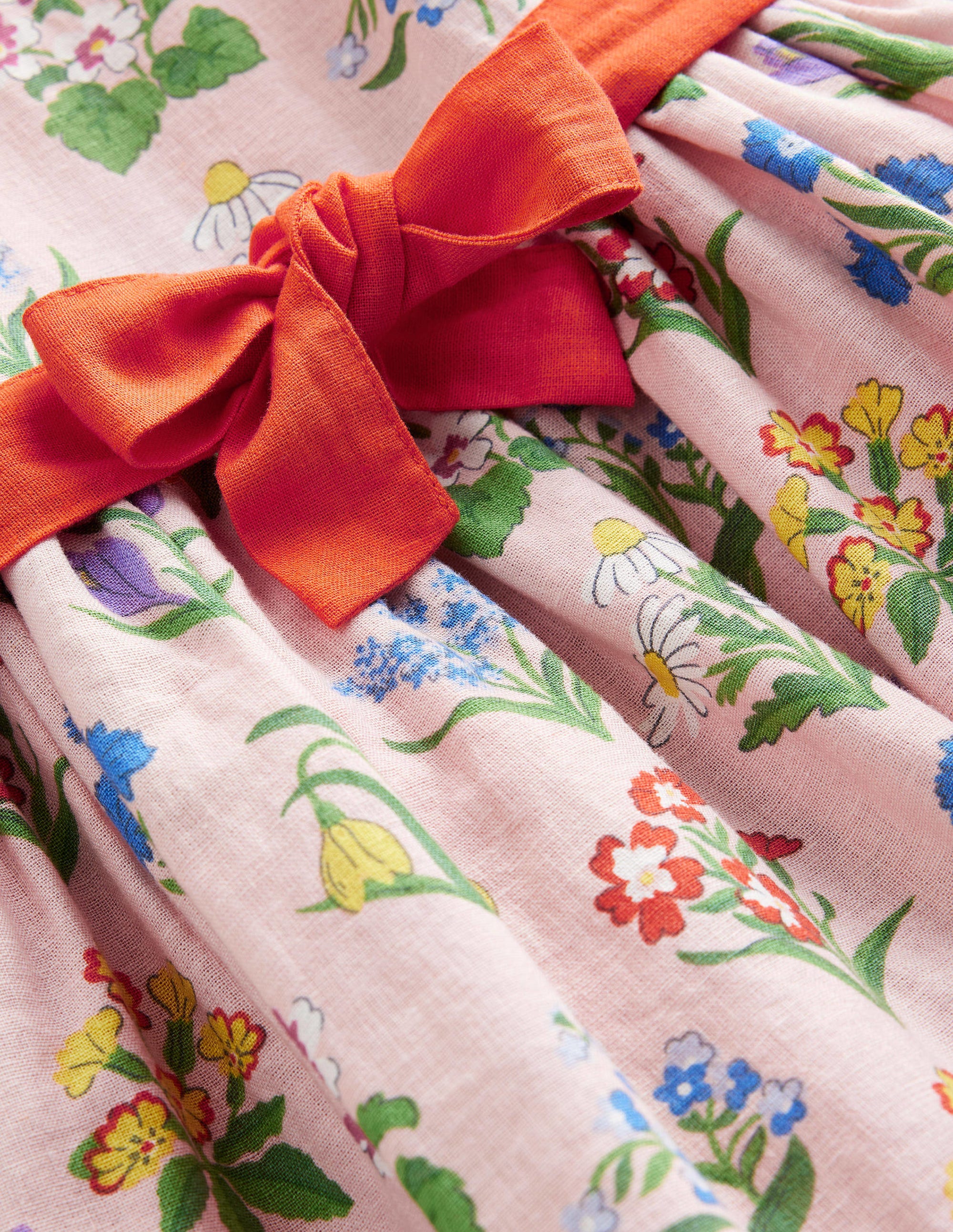 Vintage-Kleid aus Baumwolle und Leinen-Altrosa, Blumen - Image 3