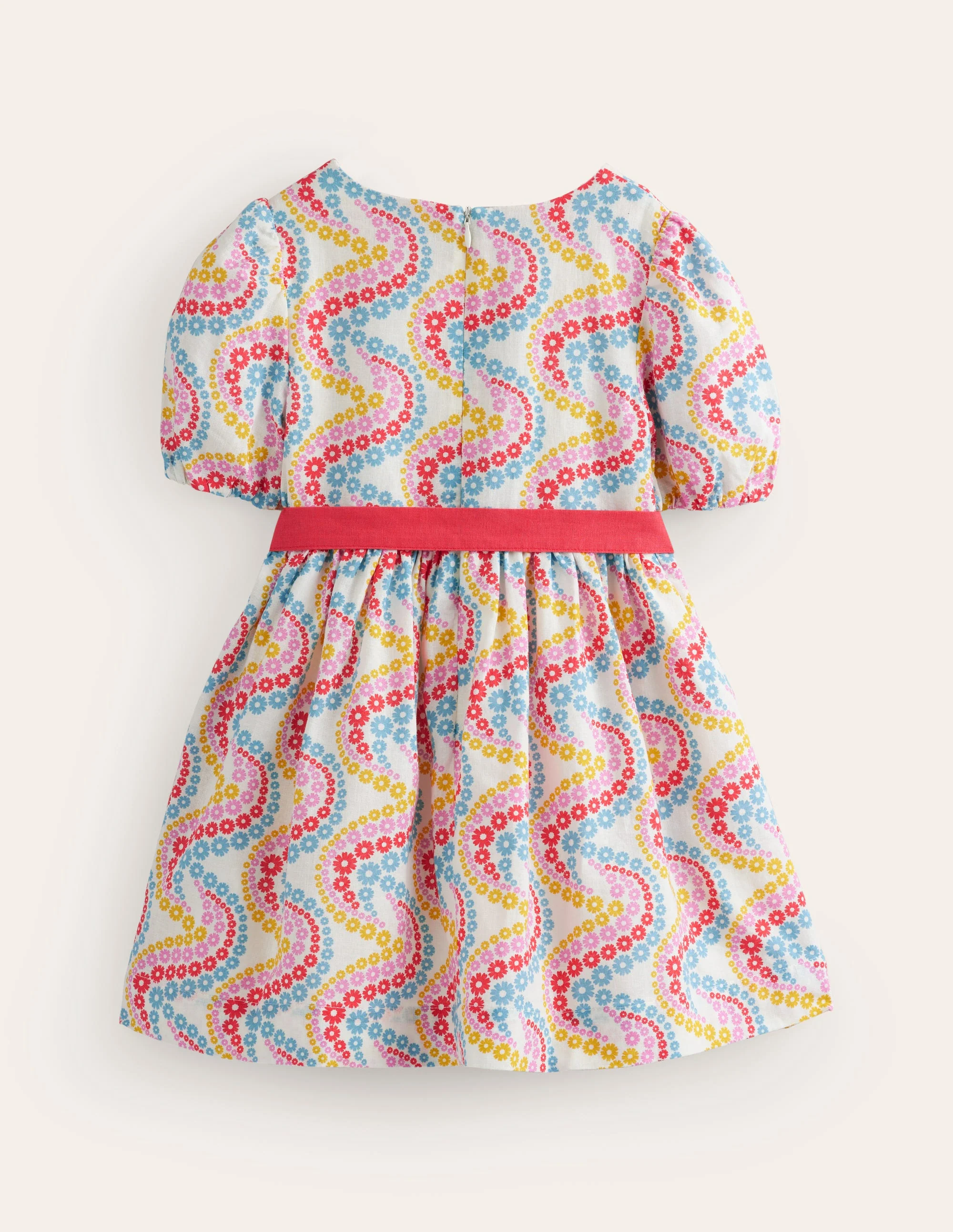 Vintage-Kleid aus Baumwolle und Leinen-Bunt Blumenmuster Welle - Image 2