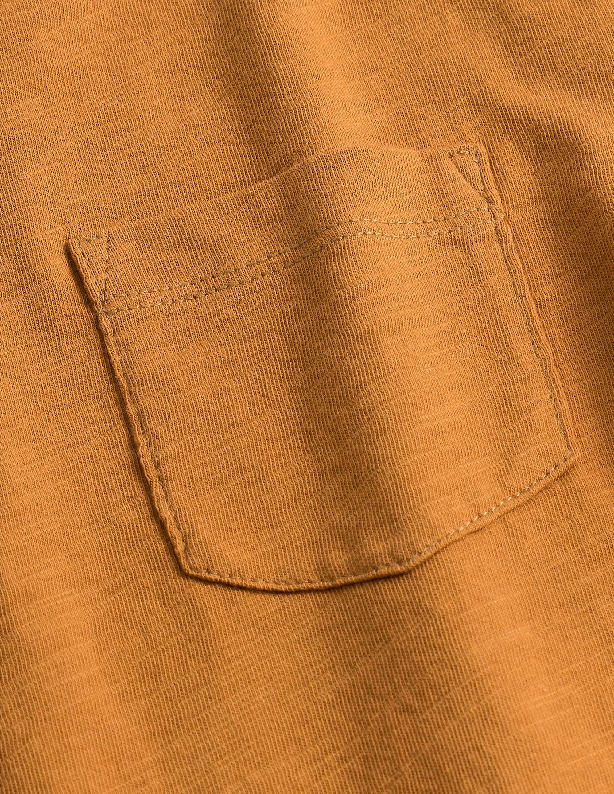 Vorgewaschenes Flammgarn-T-Shirt-Braun - Image 3