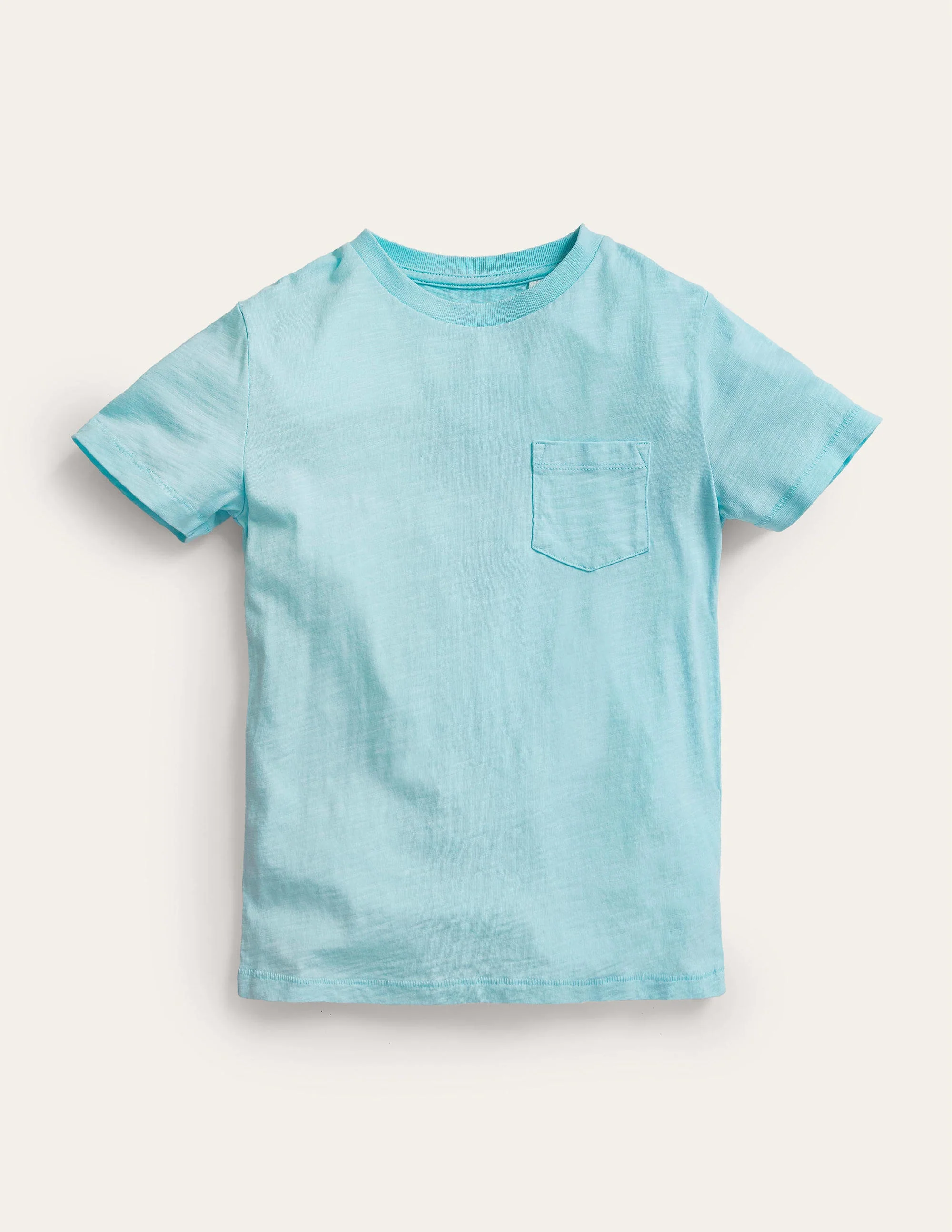 Vorgewaschenes Flammgarn-T-Shirt-Hellblau
