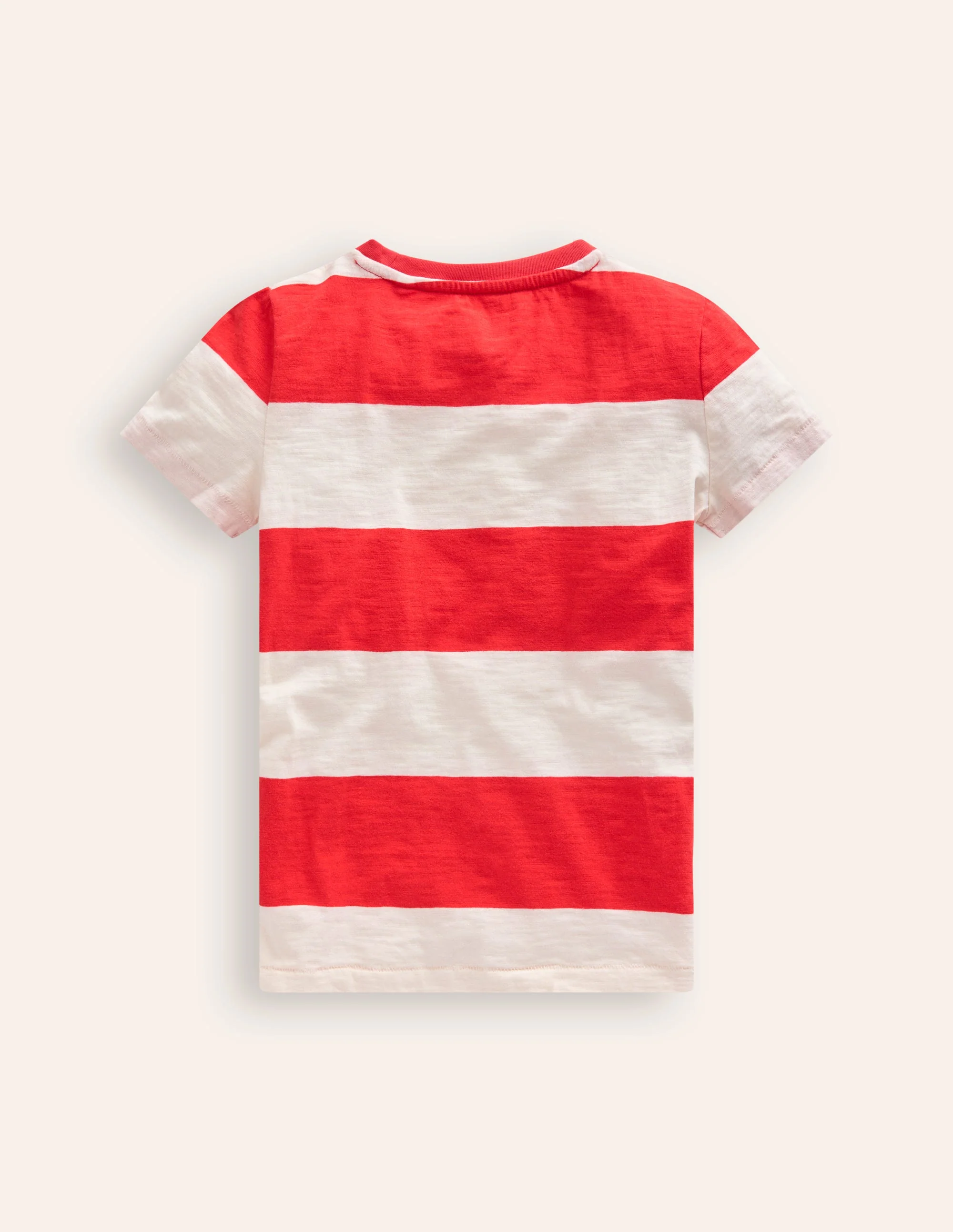 Vorgewaschenes Flammgarn-T-Shirt-Mohnblumenrot/ Naturweiß - Image 2