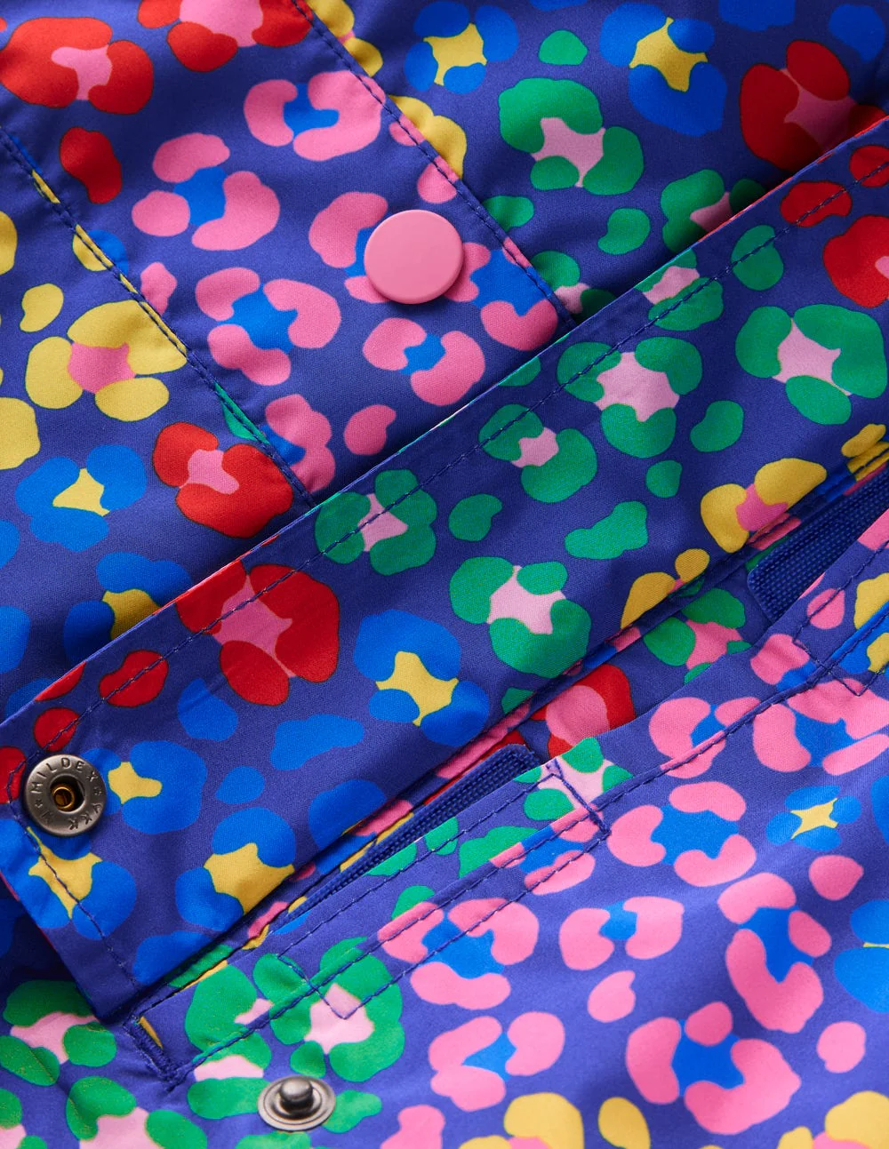 Wasserdichte, verstaubare Jacke-Leuchtendes Blau Bunt Leopard - Image 3
