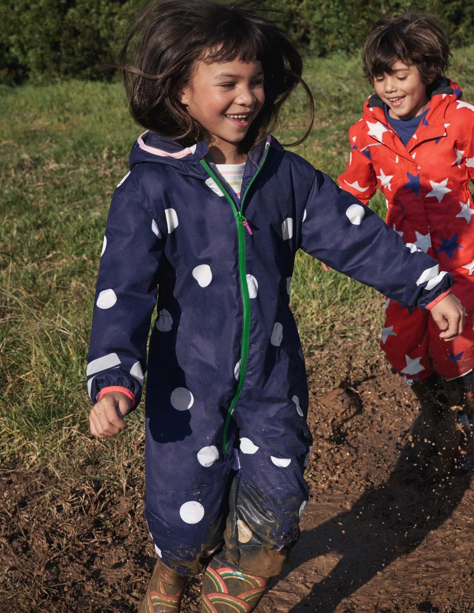 Wasserdichter Regenanzug-Schuluniform-Navy, Konfettitupfen