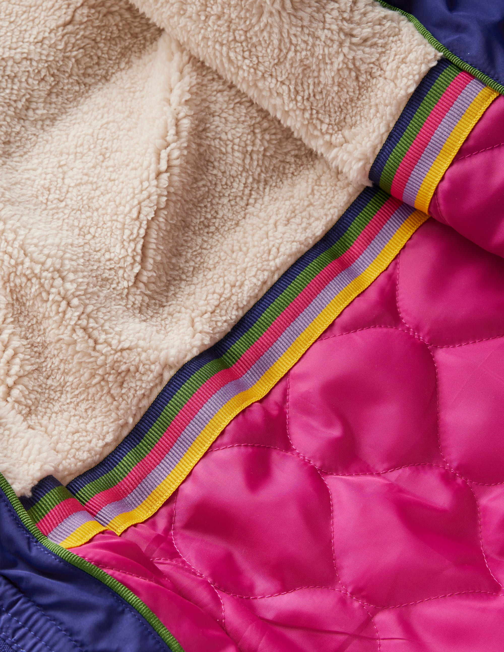 Wattierte Jacke in langer Form-Regenbogen Blockfarben - Image 5