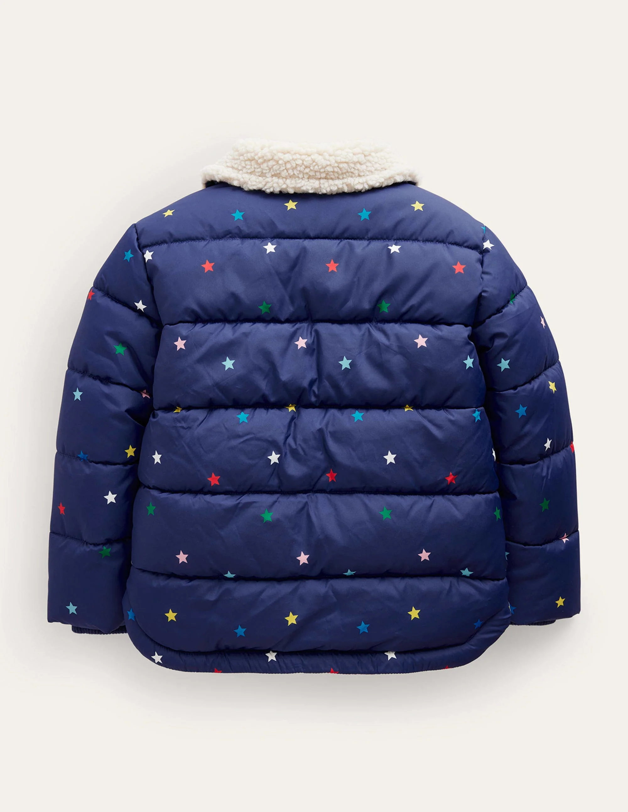 Wattierte Jacke mit Borg-Detail-Marineblau / Bunte Konfettisterne - Image 2