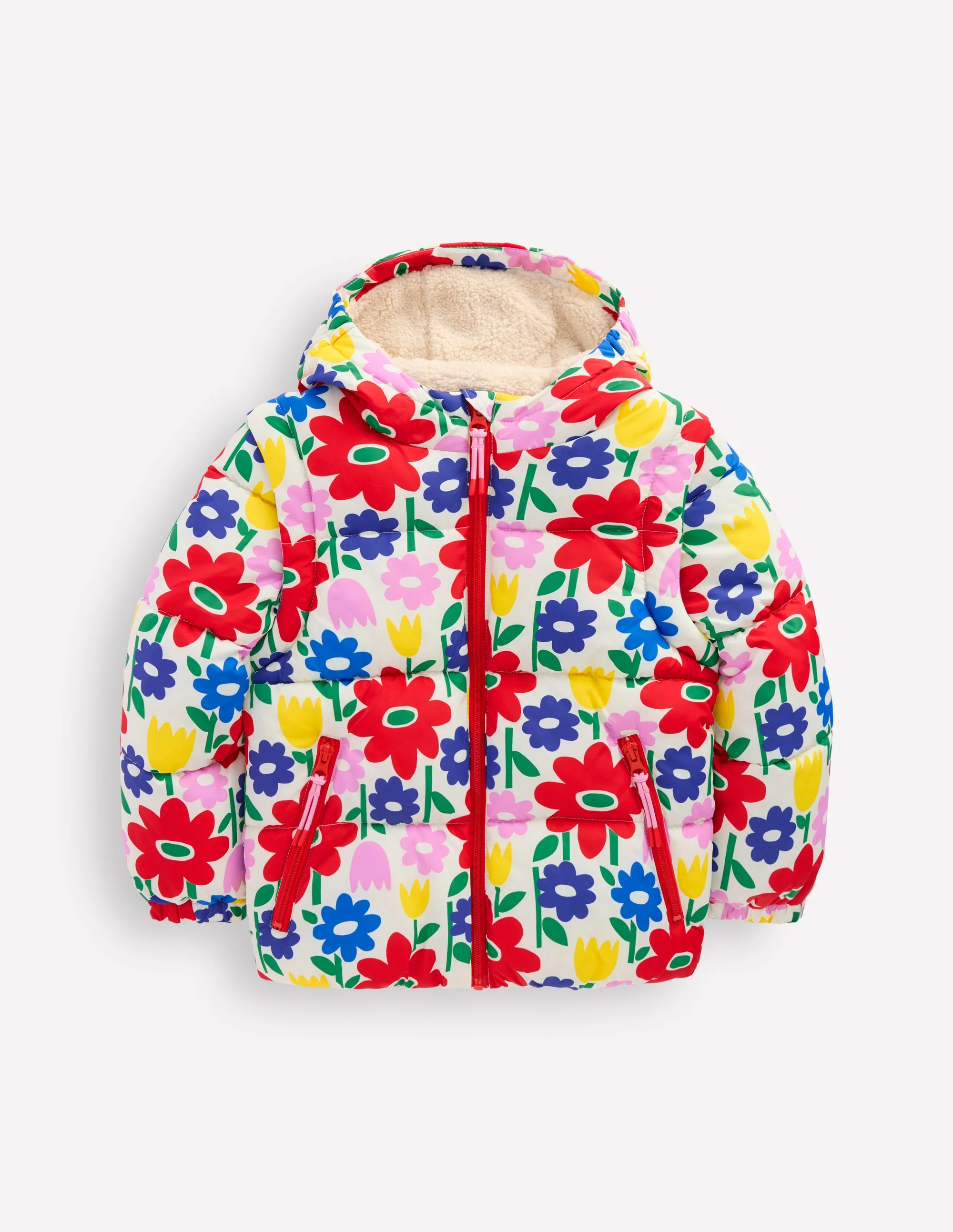 Wattierter 2-in-1-Mantel-Bunt Pop-Blume