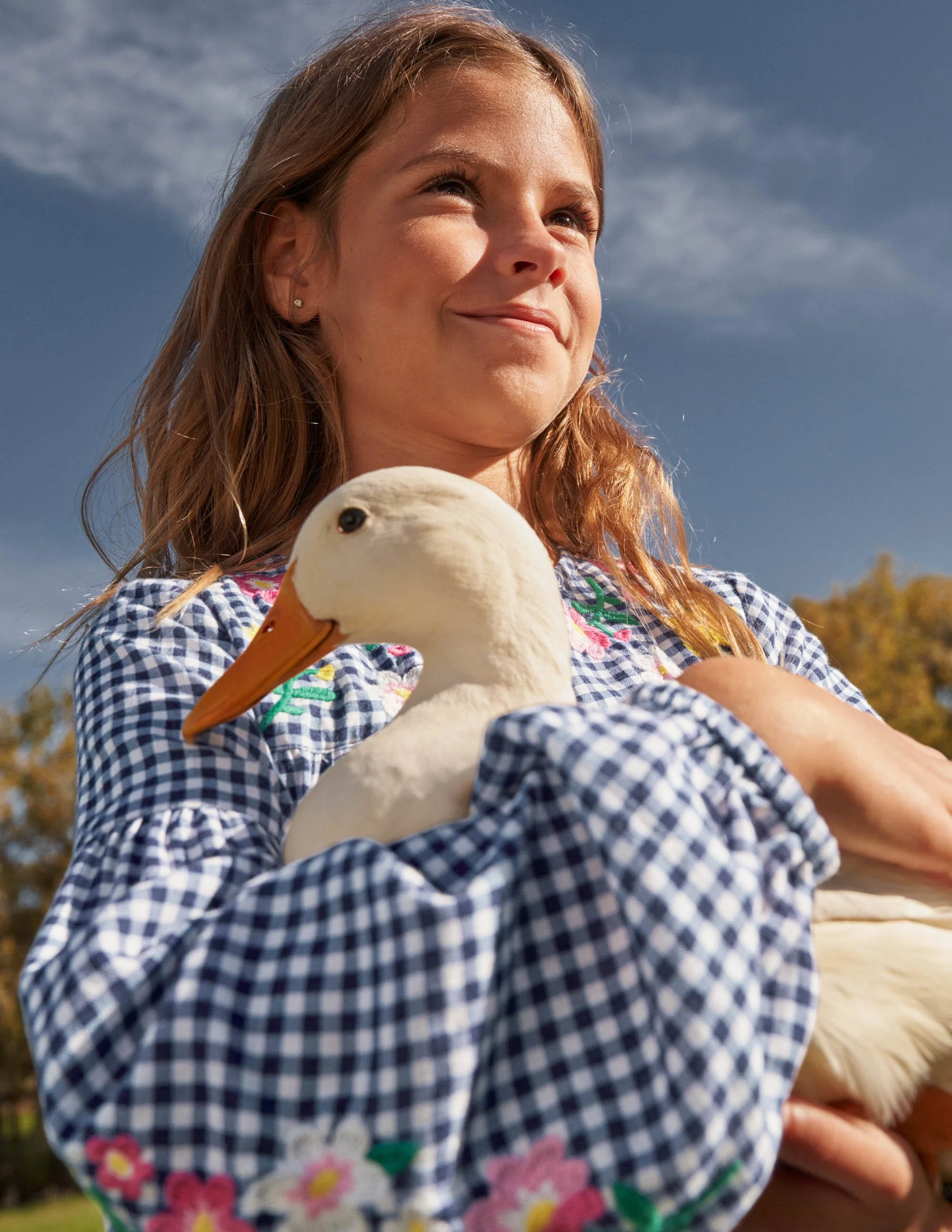 Webkleid mit Stickerei-Segelblau, Vichykaros - Image 5