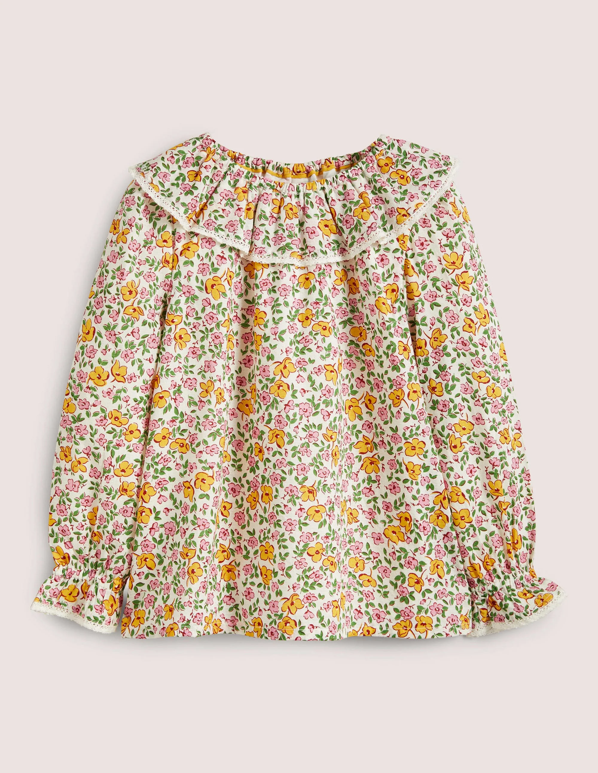 Weboberteil mit Muschelkragen-Vanille, Vintage-Blumenmuster