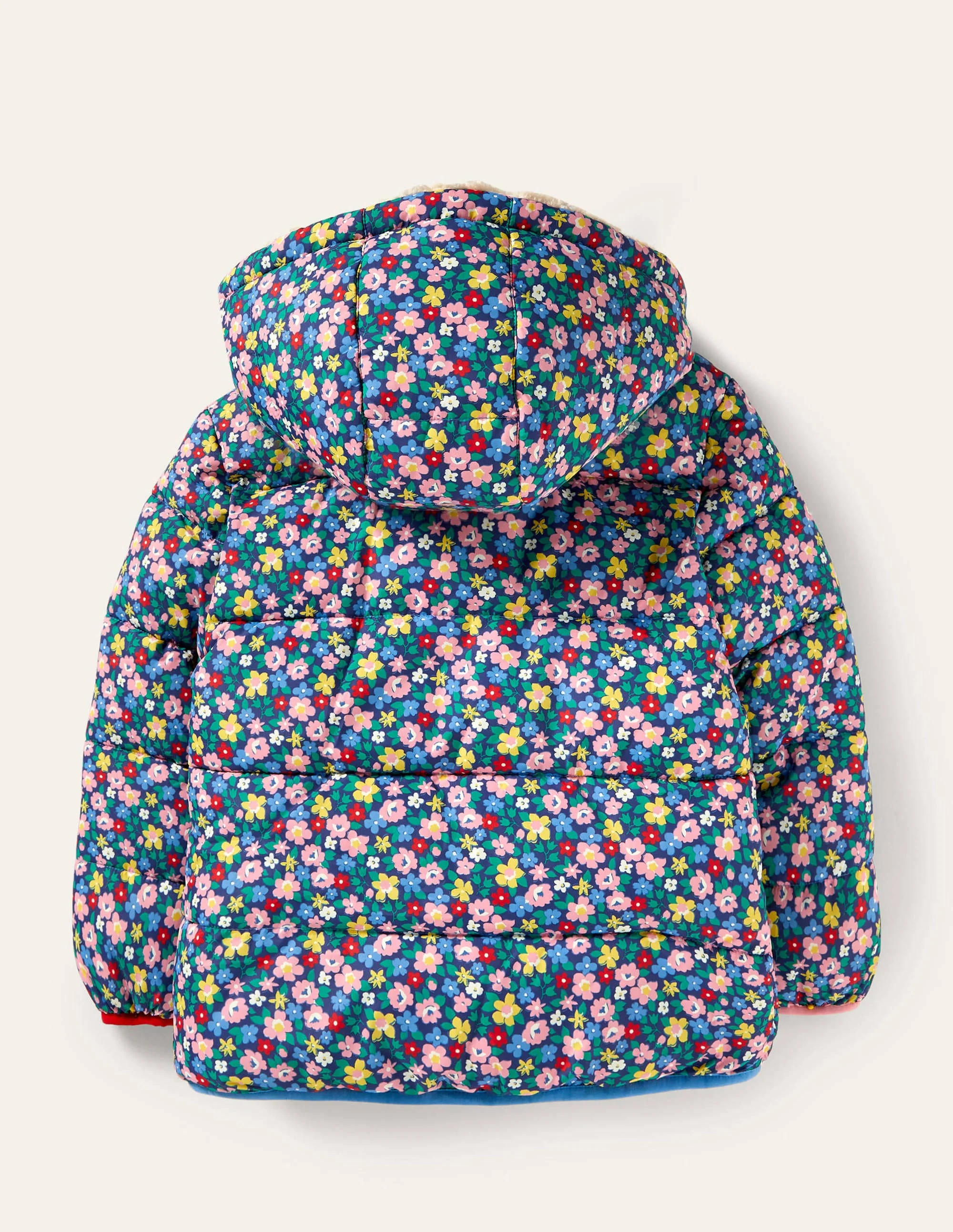 Wendbare gemusterte Steppjacke-Segelblau, Frühlingsblumen - Image 2