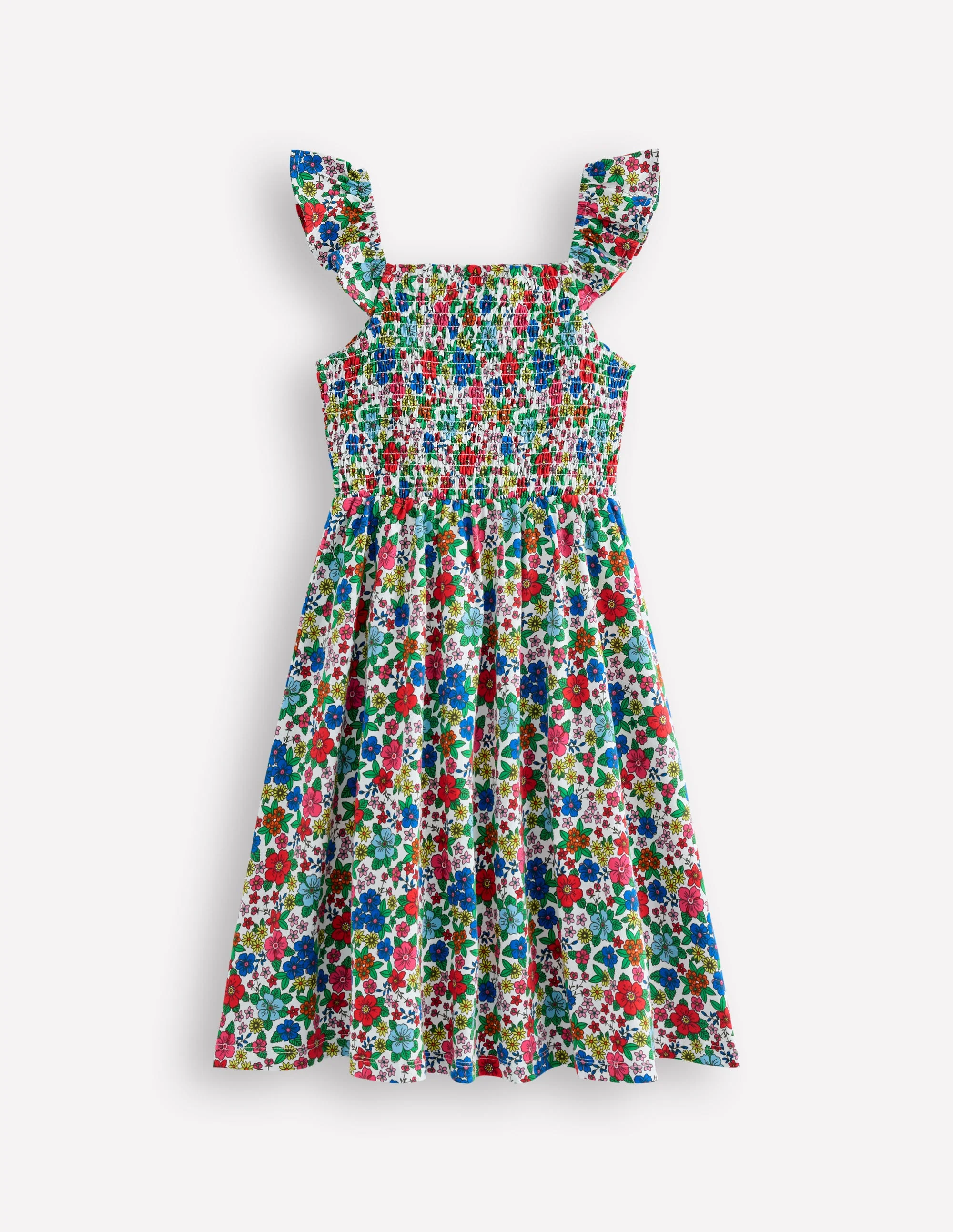 Willa Gerafftes Jerseykleid-Bunt Urlaub Blumenbeet - Image 2