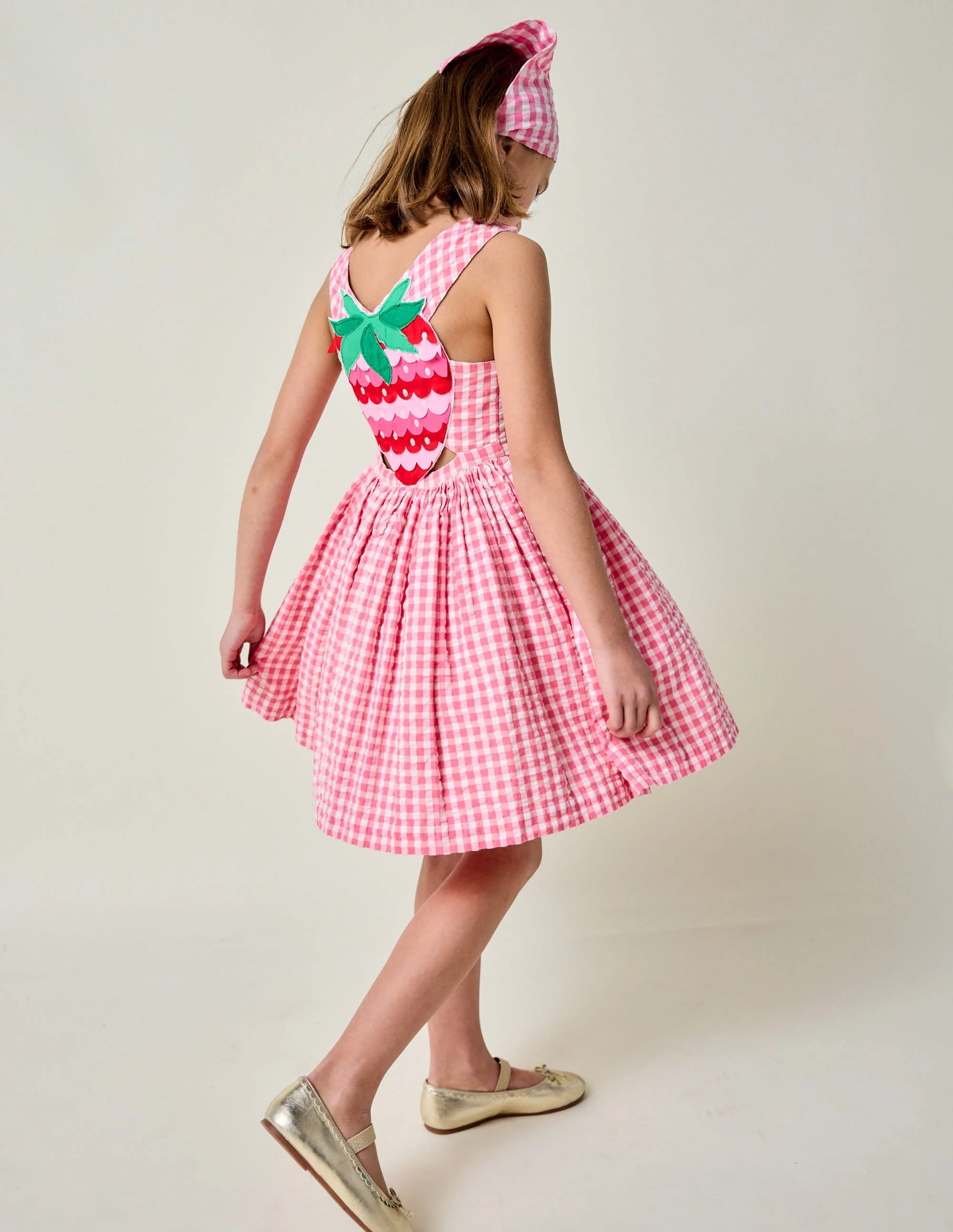Zadie Kleid mit Rücken-Applikation-Rosa Vichykaro Erdbeere - Image 2