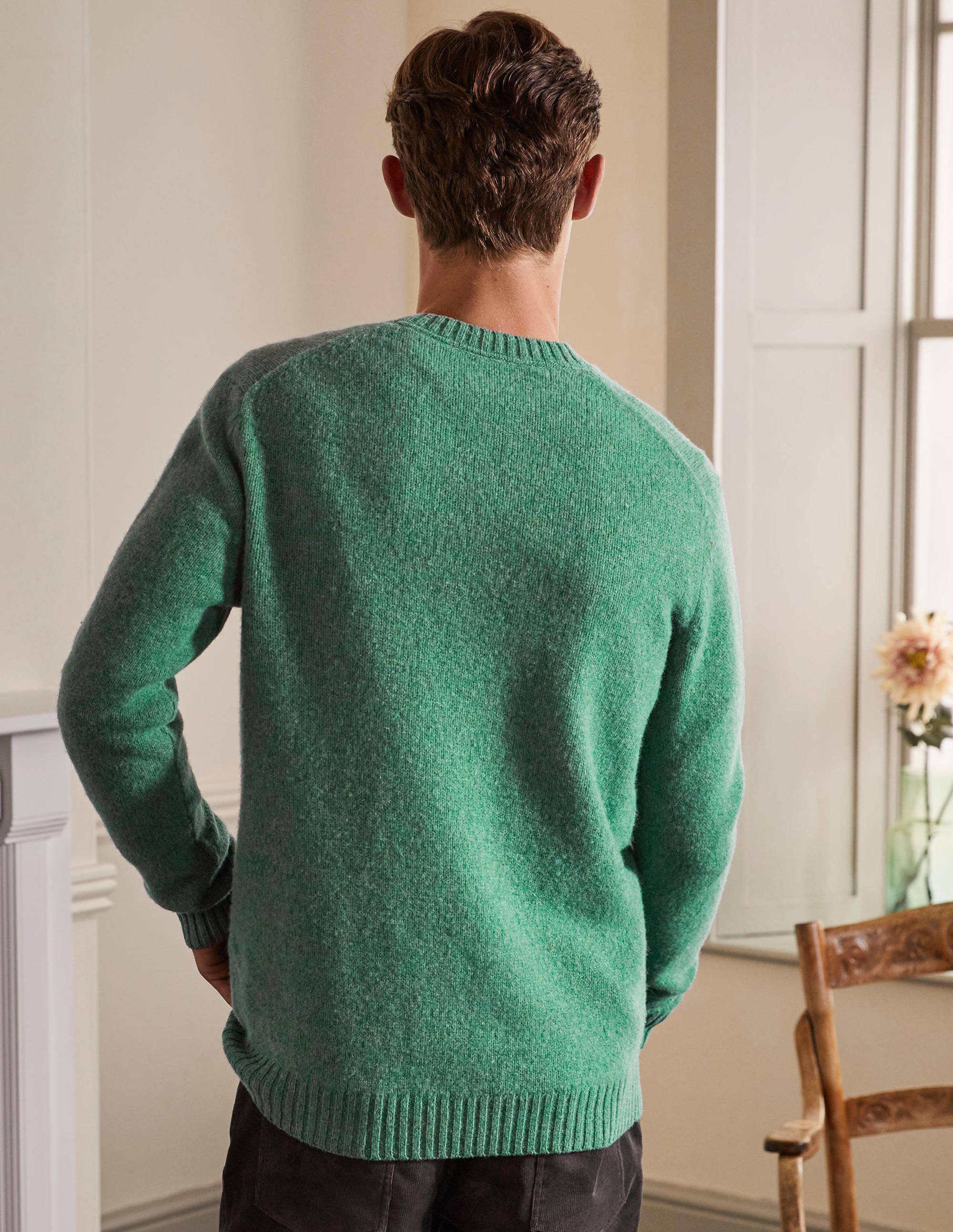Aldgate Gebürsteter Pullover mit Rundhalsausschnitt-Seehafengrün - Image 3