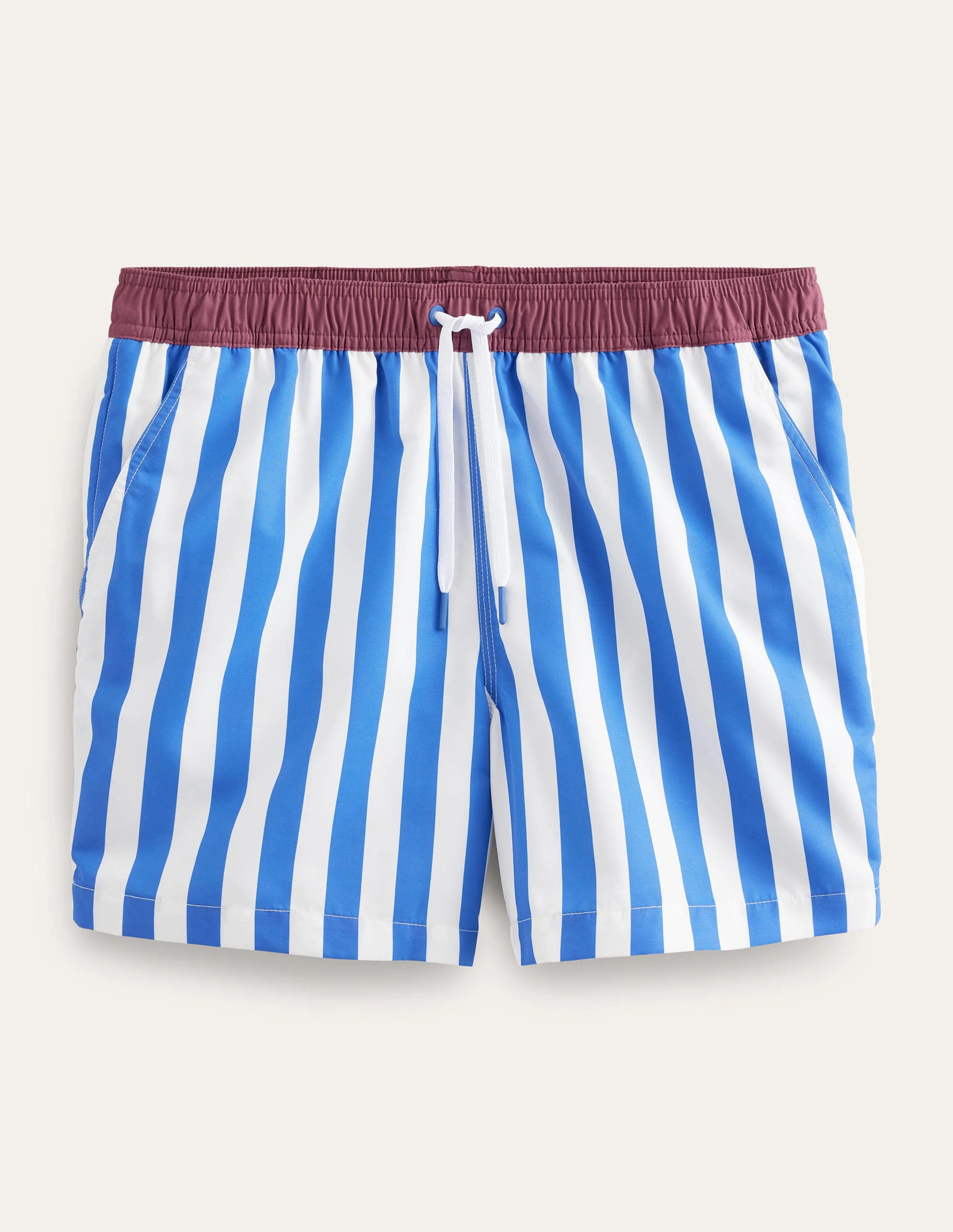 Badeshorts mit elastischem Taillenbund-Fischreiherblau/Weiß, Gestreift - Image 5