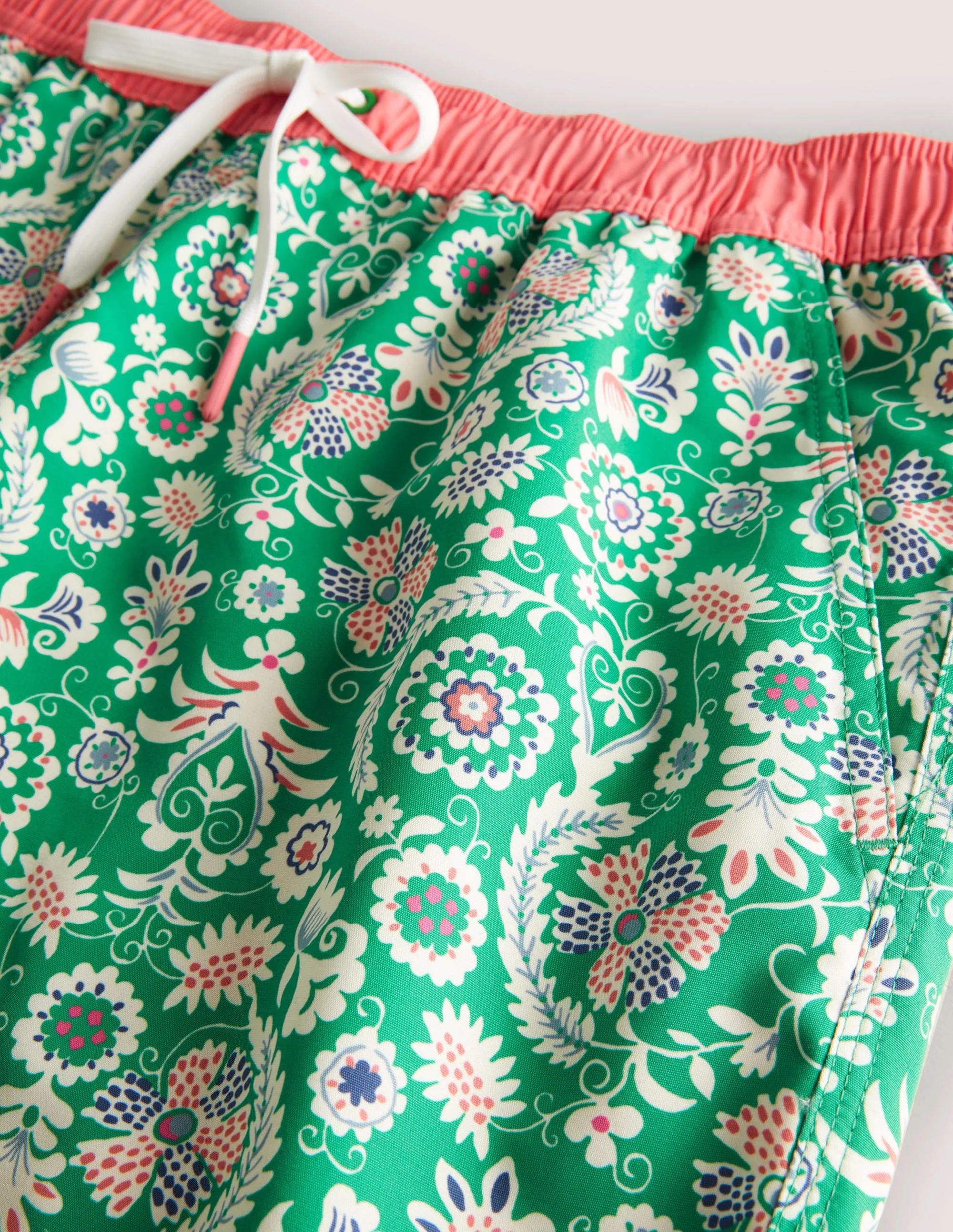 Badeshorts mit elastischem Taillenbund-Grün, Blumenmuster - Image 6