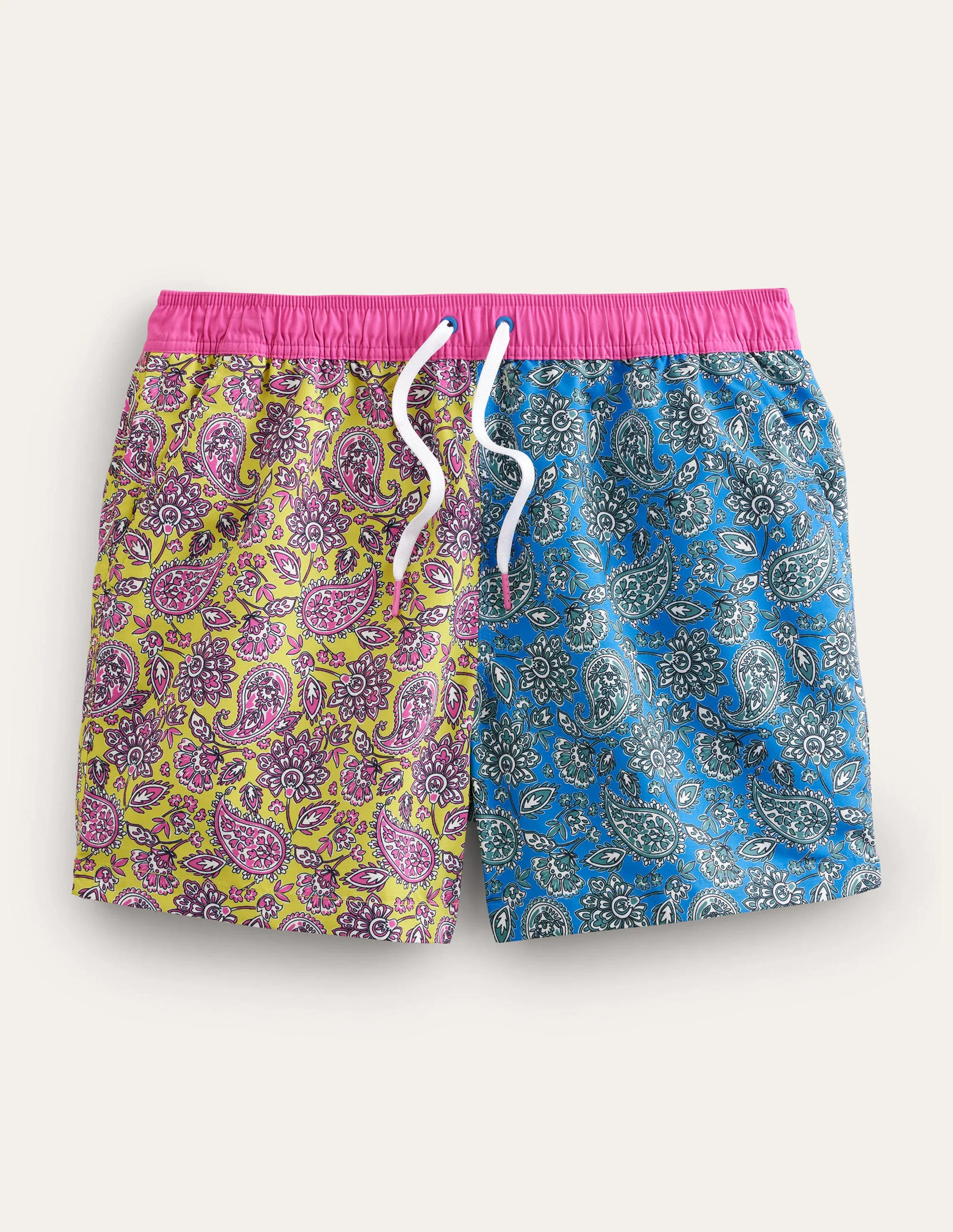 Badeshorts mit elastischem Taillenbund-Marokkoblau, Blumen-Paisleymuster - Image 5