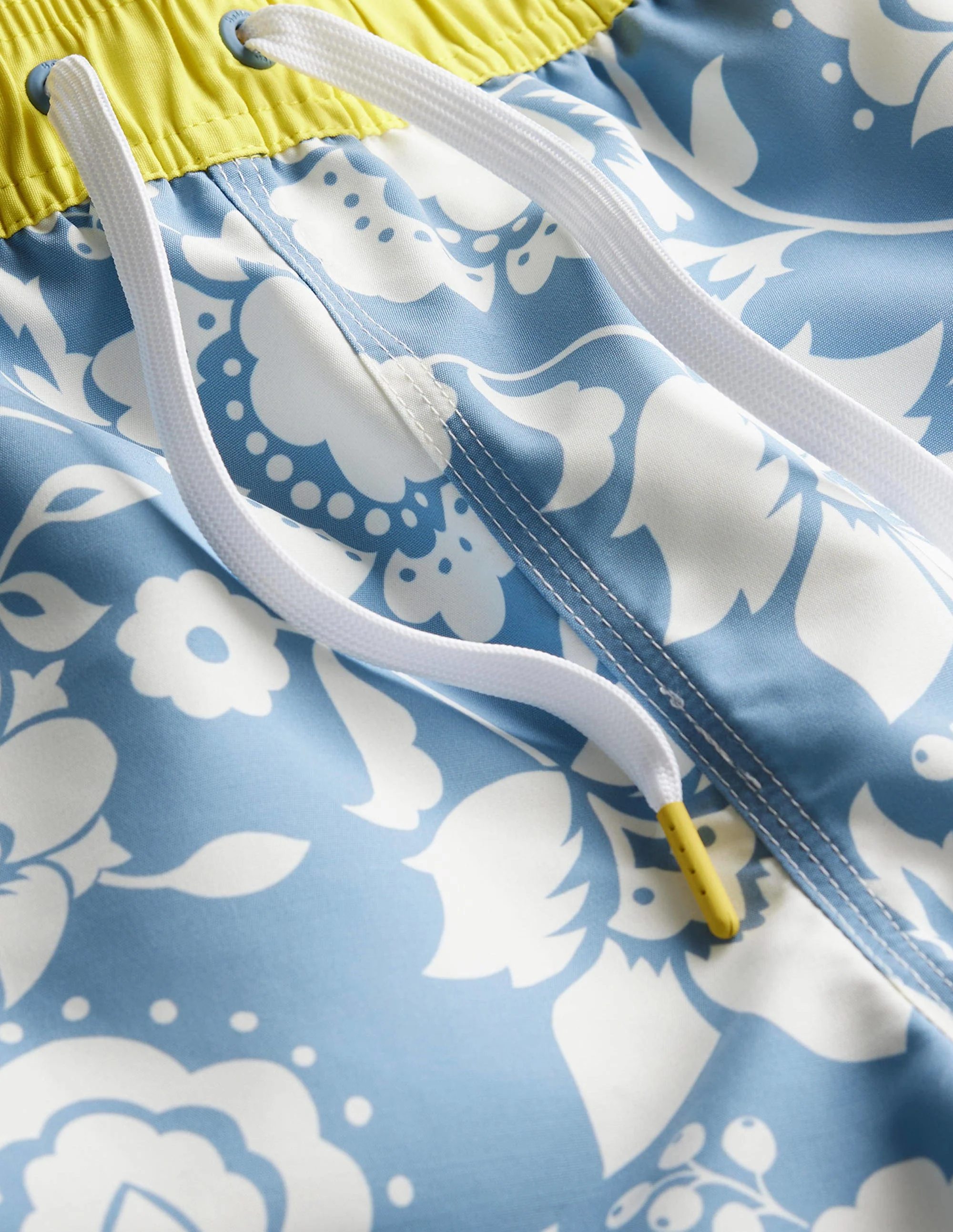 Badeshorts mit elastischem Taillenbund-Segelblau/Ecru, Blumenmuster - Image 7