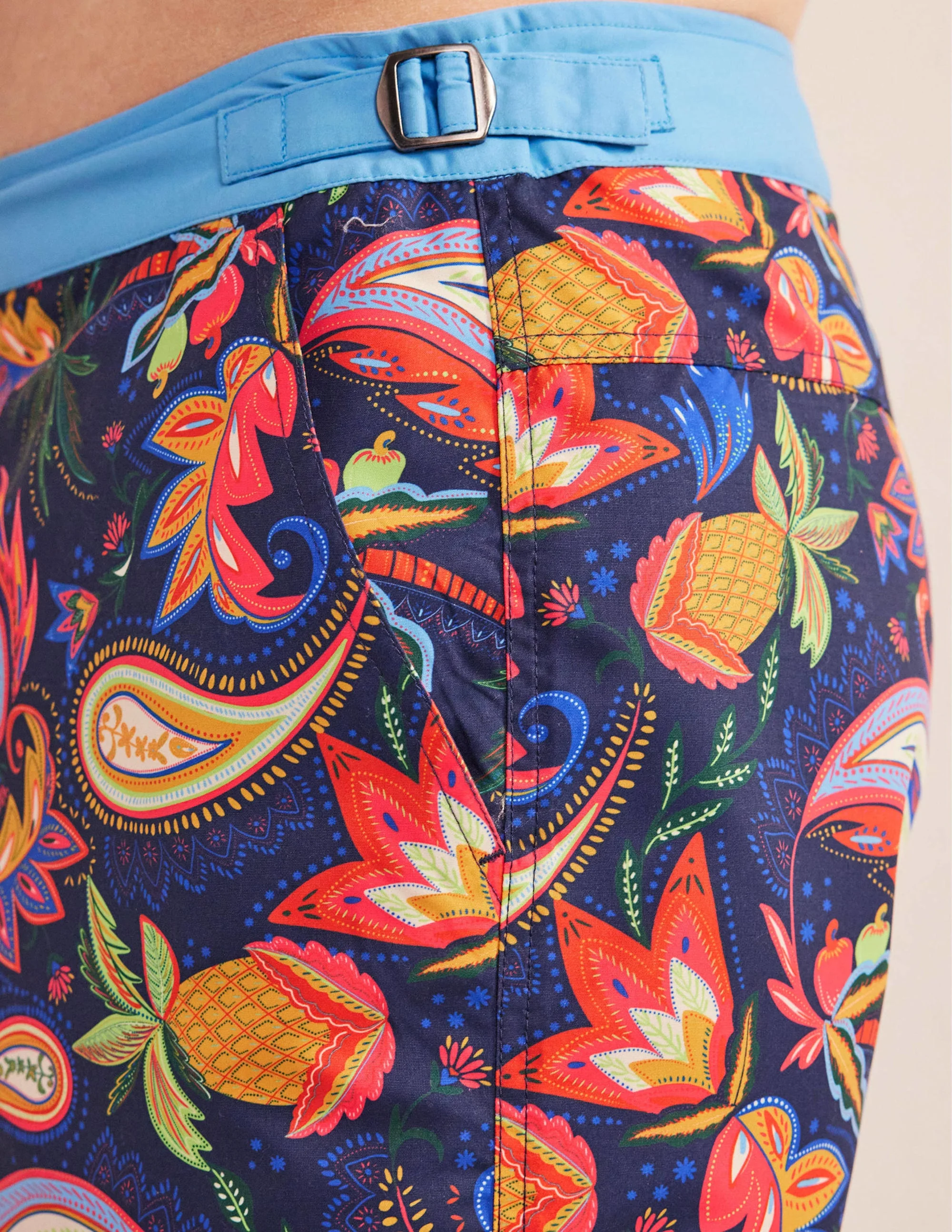 Badeshorts mit fixiertem Taillenbund-Bunt, Ananas-Paisleymuster - Image 2