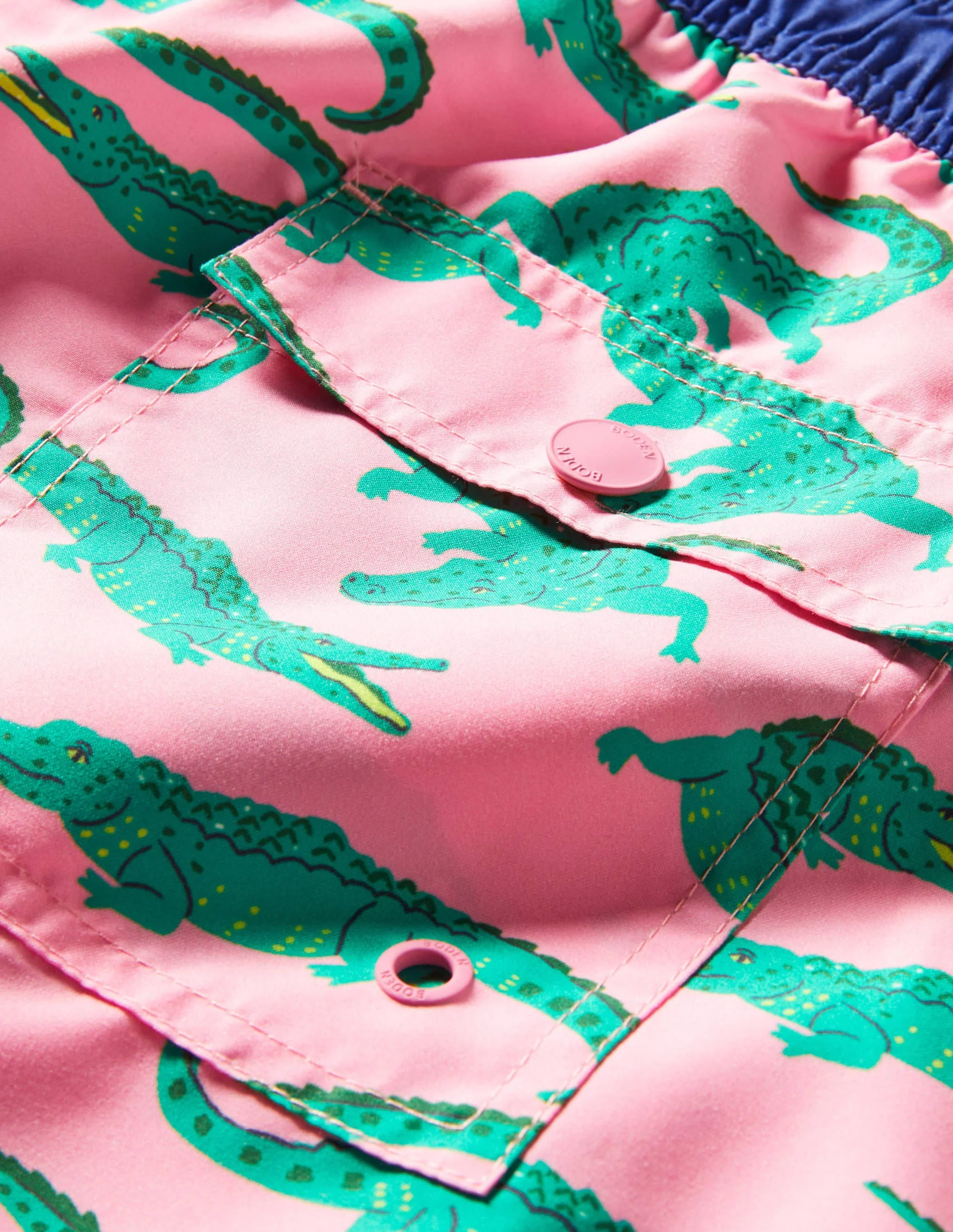 Badeshorts-Rosa/Grün, Krokodile - Image 5